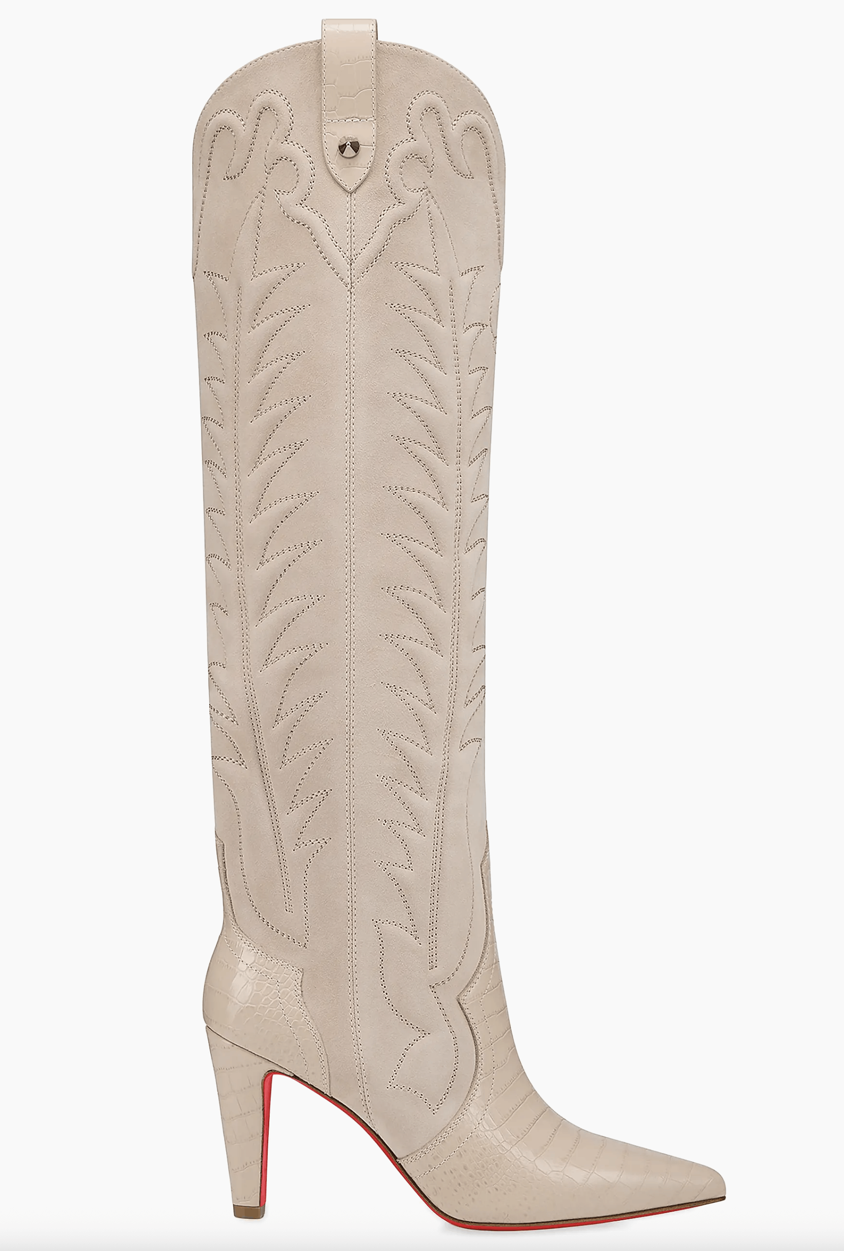 Christian Louboutin Santia Botta 85 Pearl Beige Western Knee High Heel Boot 38 Size US 8 / IT 38 - 4 Thumbnail