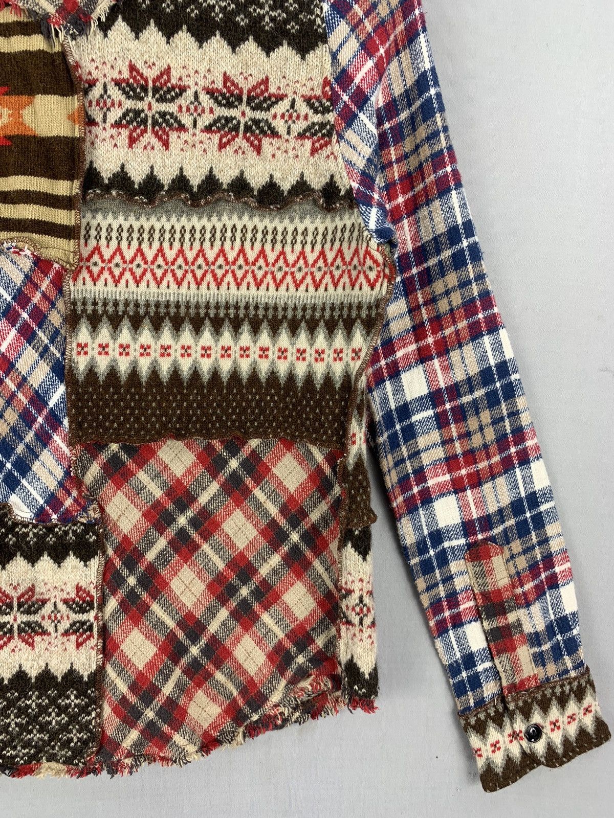 Japanese Brand Rare Navajo Patchwork Knitted Flannel Size XXS / US 00 / IT 34 - 15 Thumbnail