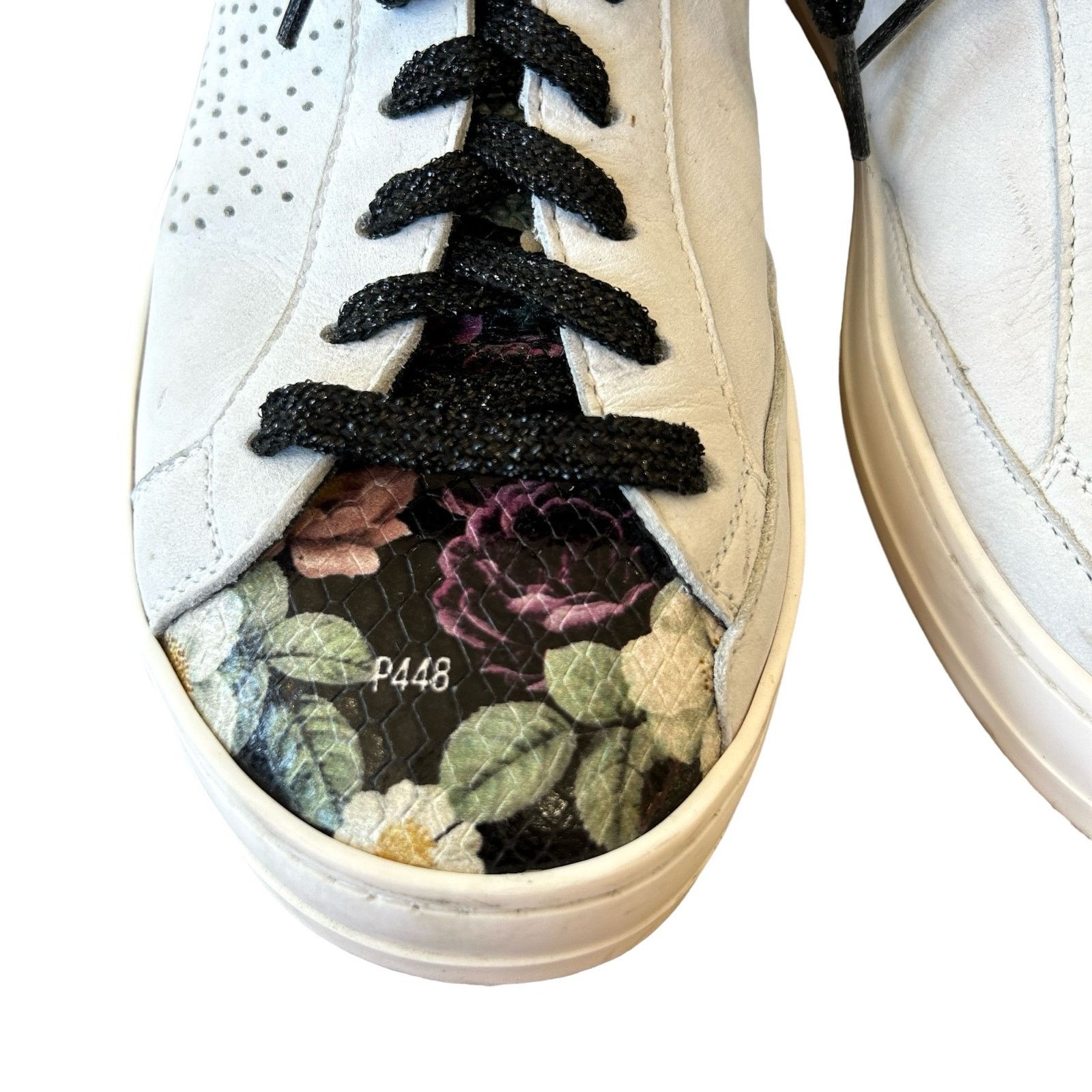 P448 P448 Sneakers Womens 37 EU 7 US Gray Floral Leather Low Top Size US 7 / IT 37 - 4 Thumbnail