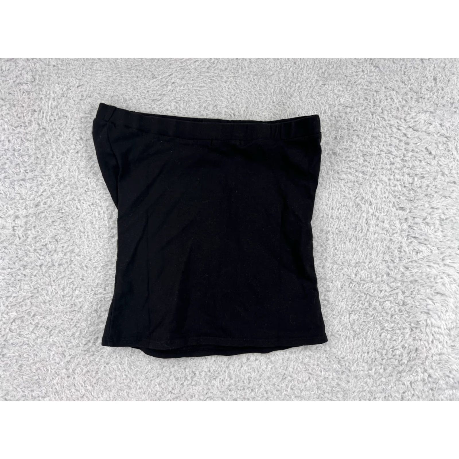 Vintage LA Made Skirt Womens Medium Black Jersey Fabric Cotton Stretch Elastic Waist Size M / US 6-8 / IT 42-44 - 2 Thumbnail