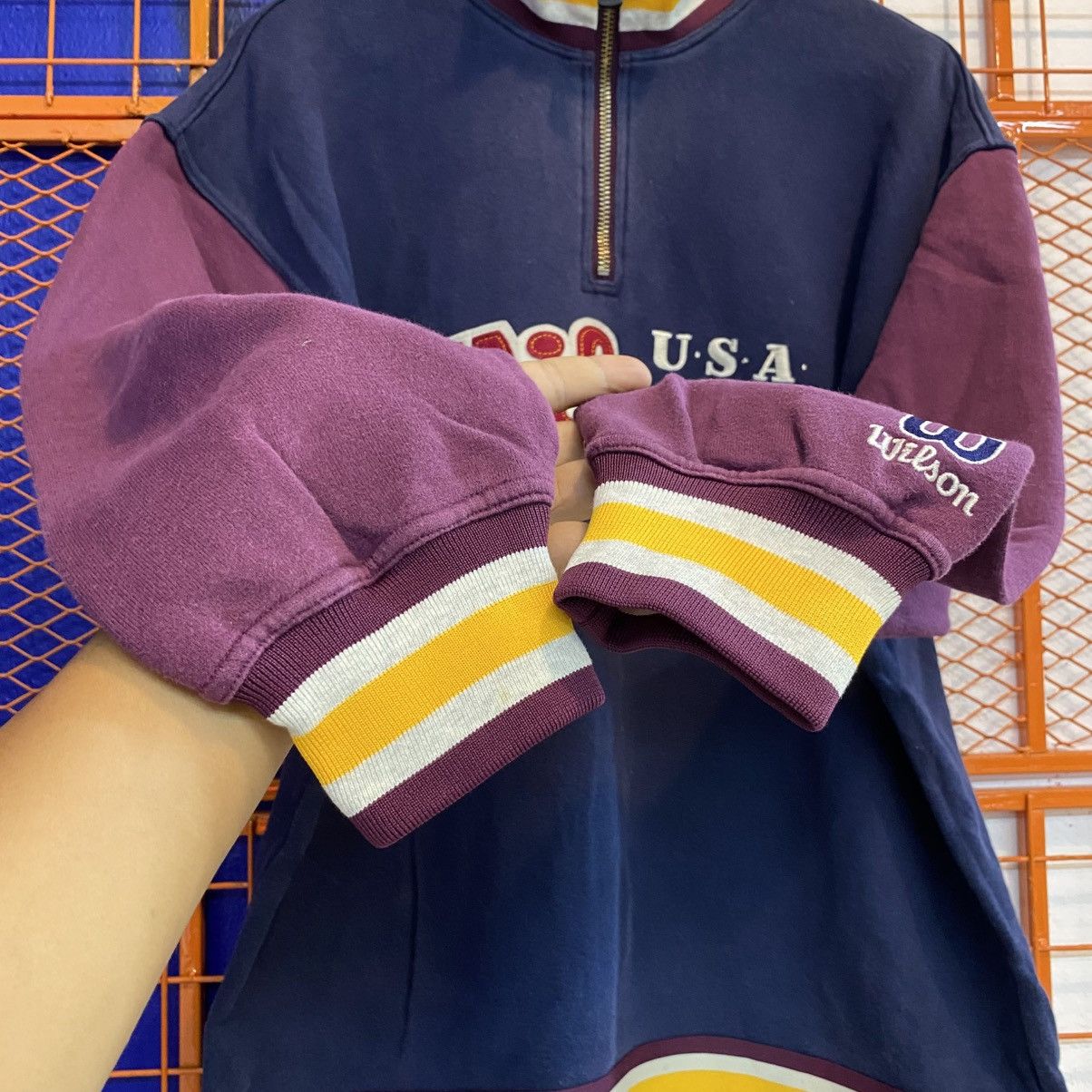 Vintage × Wilson Vintage Wilson Half Zipper Sweatshirt Jumper Embroidery Size US XL / EU 56 / 4 - 5 Thumbnail