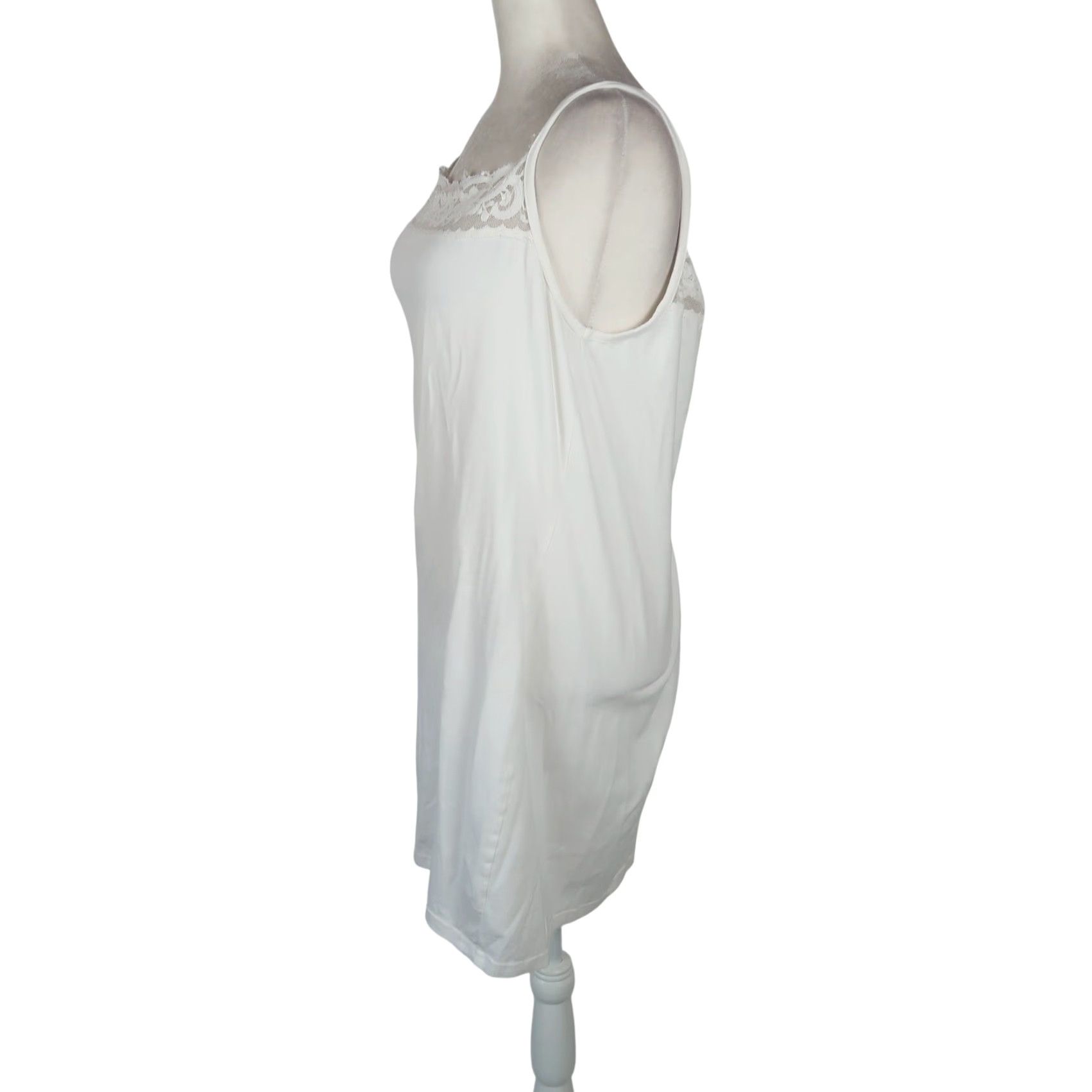 Express VINTAGE Express White Cotton Lace Trim Mini Slip Cami Dress 12 90s Womens Size XL / US 12-14 / IT 48-50 - 3 Thumbnail