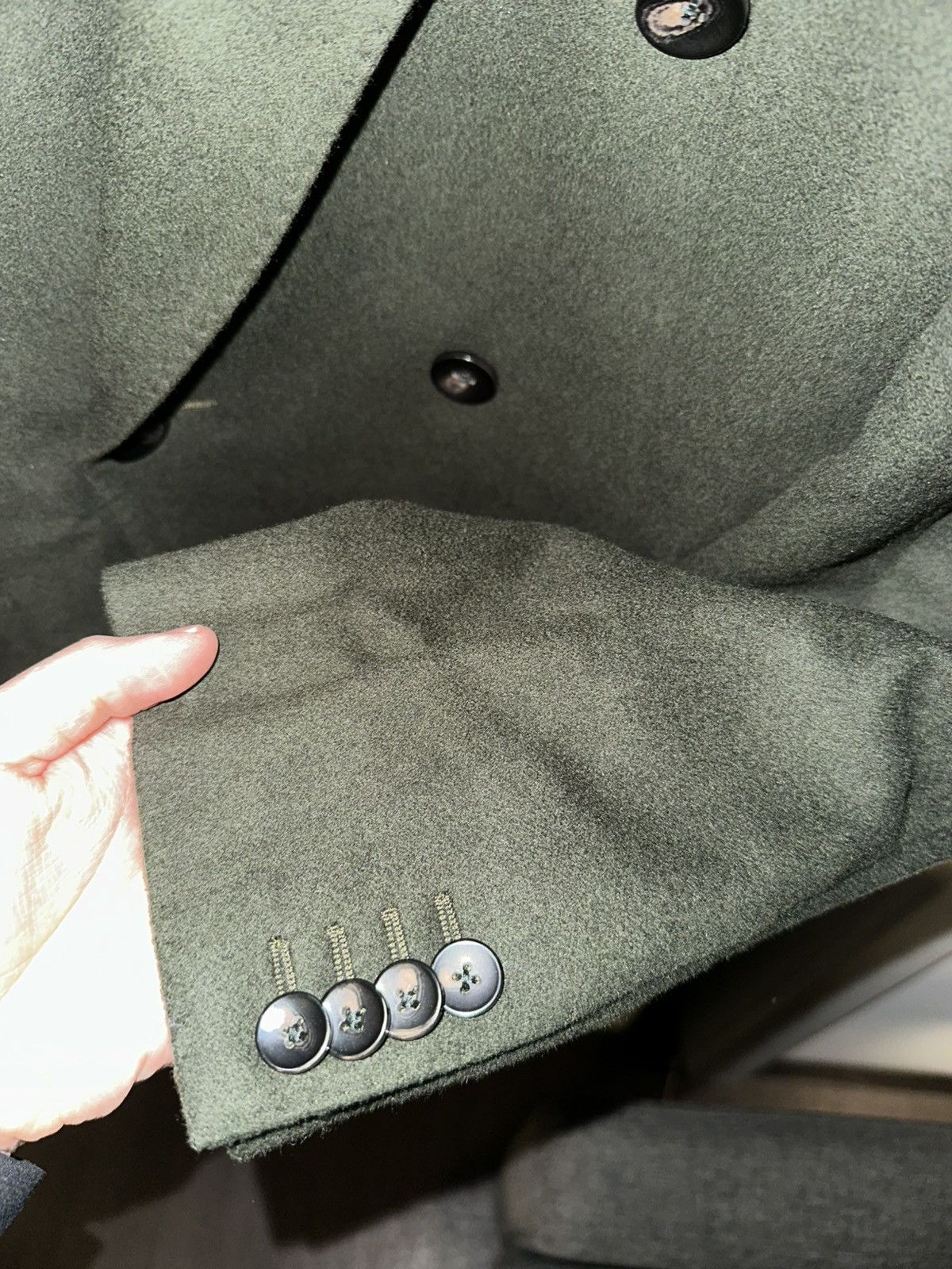 Suitsupply SuitSupply Double-Breasted Pure Wool Overcoat – Olive Green Size US S / EU 44-46 / 1 - 2 Thumbnail
