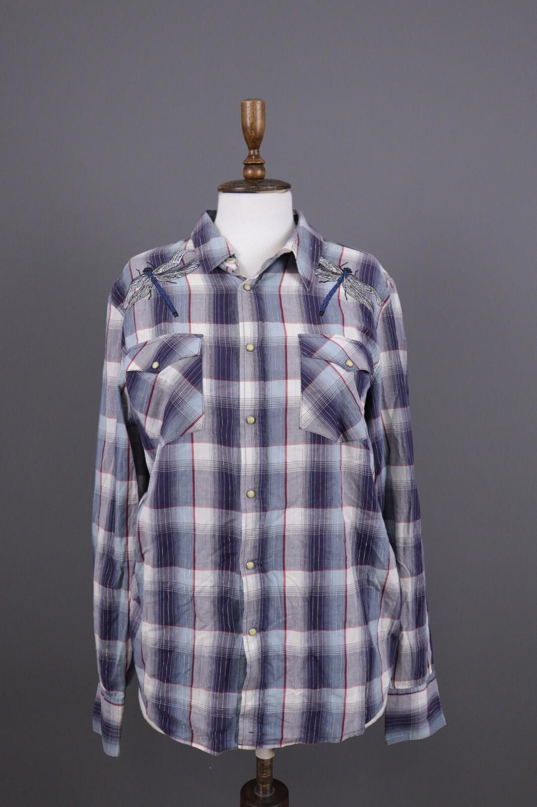Nudie Jeans Multicolor Check Tunic Blouse Shirt Size L