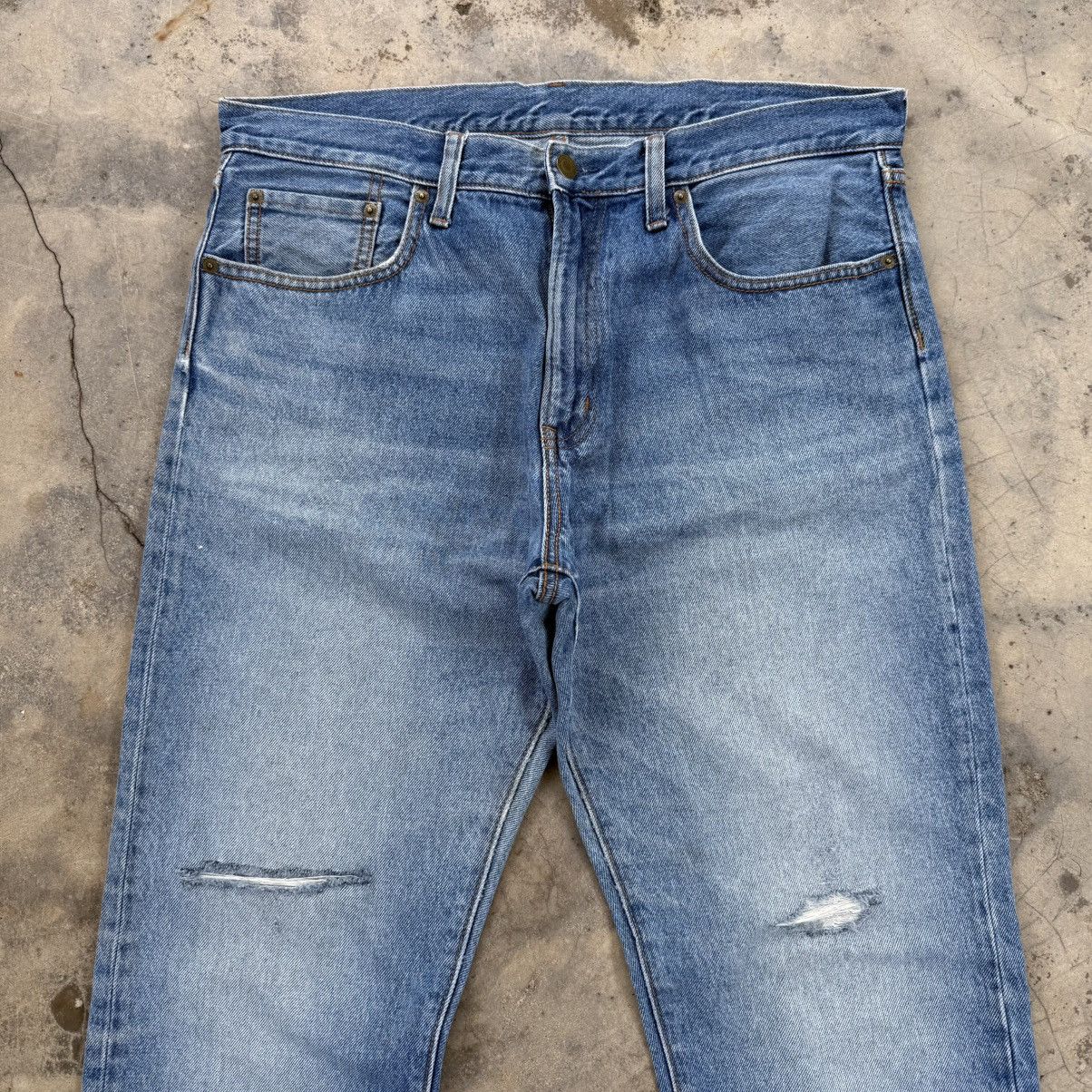Japanese Brand VINTAGE GU STRAIGHT FADED RIPPEP JEAN DENIM PANTS Size US 36 / EU 52 - 2 Thumbnail
