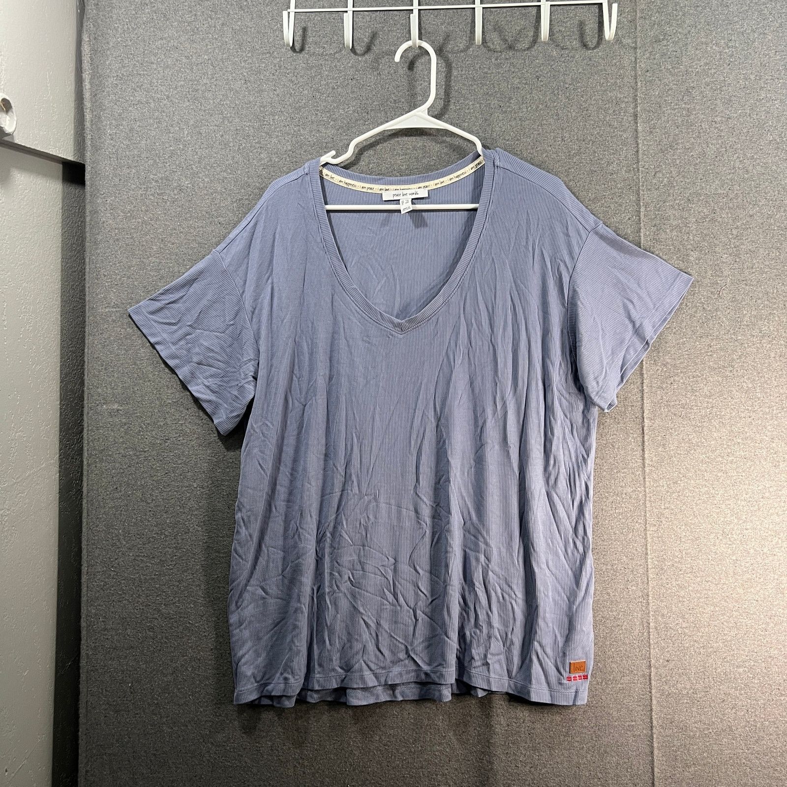 Other Peace Love World Womens Top V-Neck Tees Blue Color Size 1X Size XL / US 12-14 / IT 48-50 - 1 Thumbnail