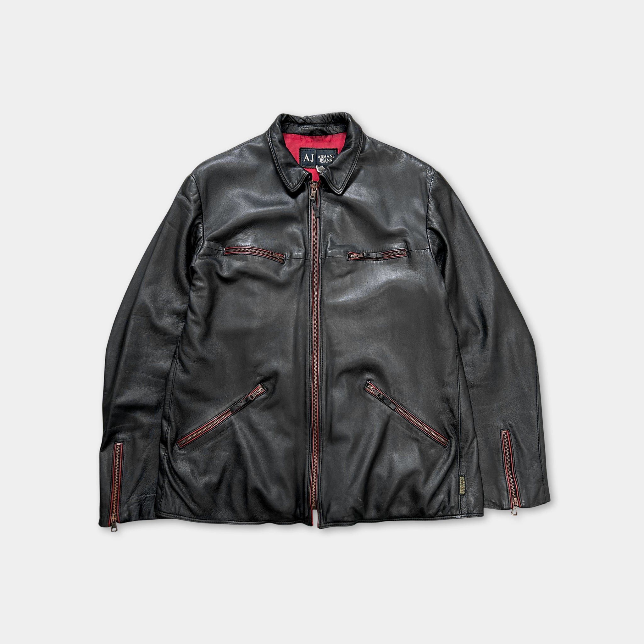 Armani Armani Jeans 90s Black Leather Blazer Jacket Size US L / EU 52-54 / 3 - 1 Thumbnail