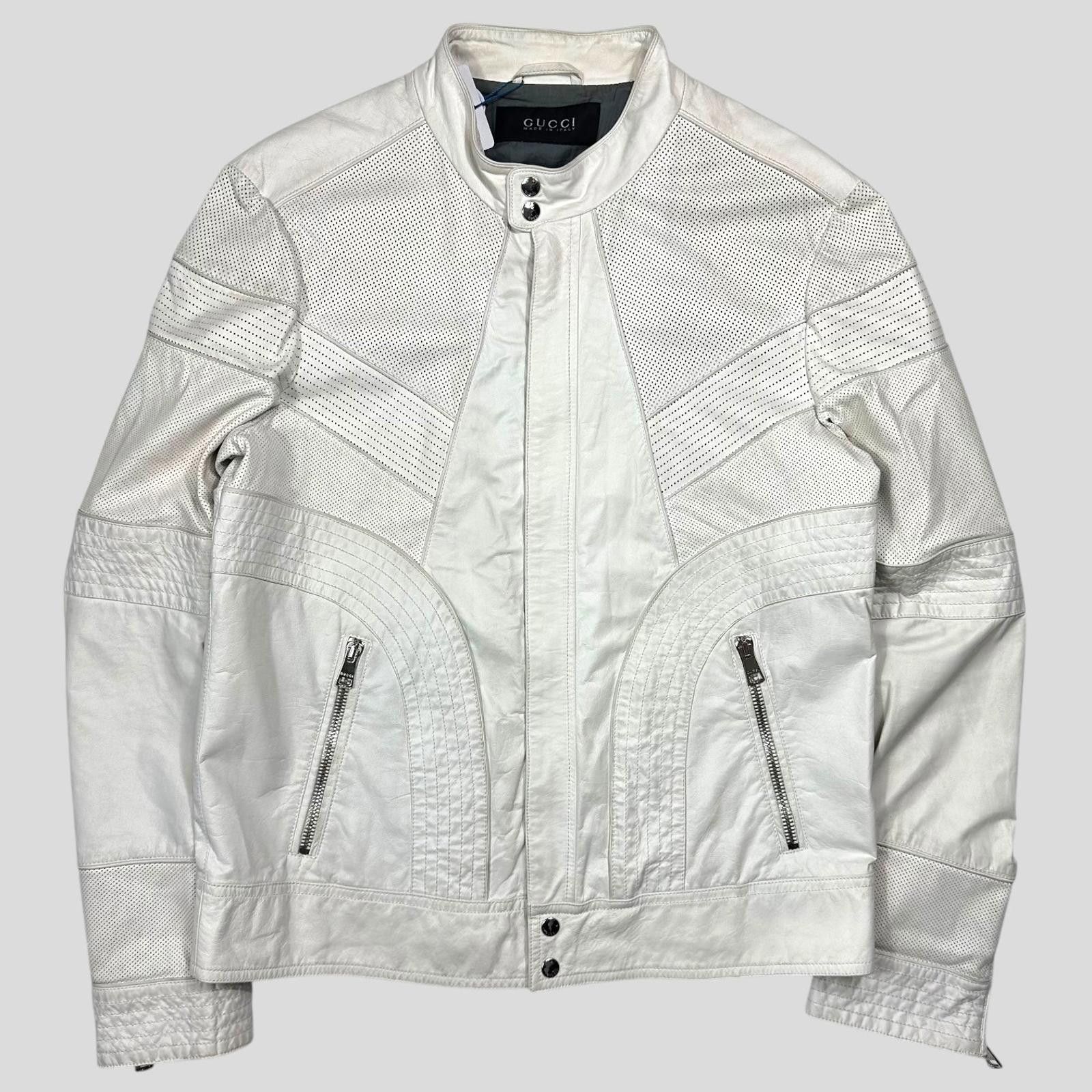 Gucci Gucci 2010 Nappa Leather Café Racer Perforate Biker Jacket L Size US L / EU 52-54 / 3 - 1 Thumbnail