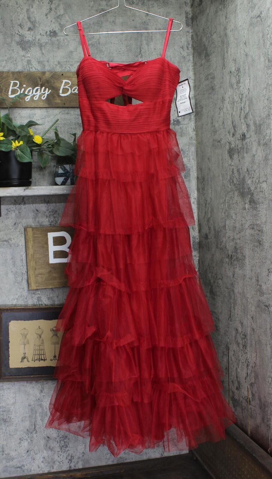 Other Blondie Nites Mesh Spaghetti Strap Gown Dress 4637bn Red 15 Size M / US 6-8 / IT 42-44 - 1 Thumbnail