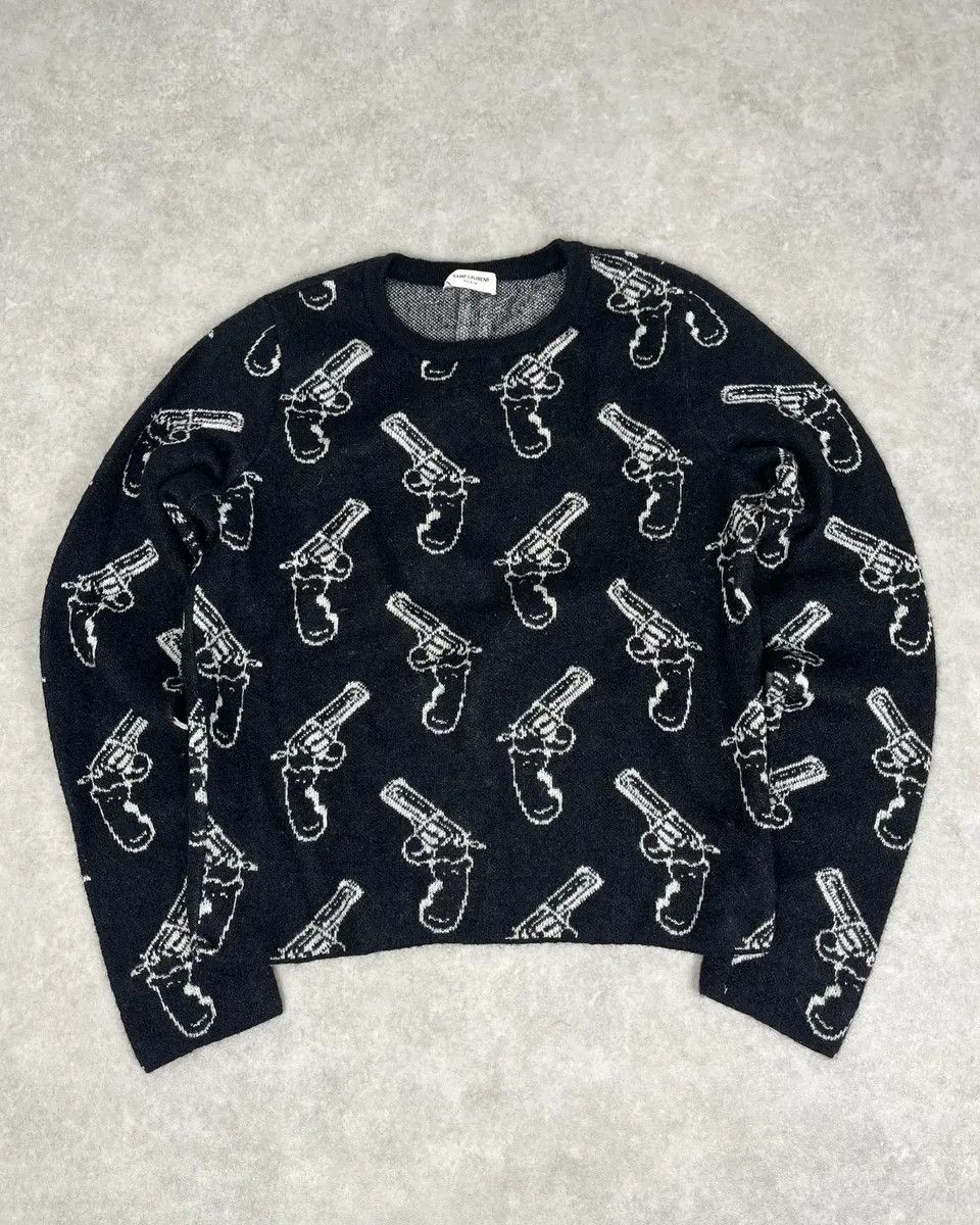 Saint Laurent Paris SS2014 Saint Laurent Black Wool Mohair Revolver Sweater by Hedi Slimane Size S / US 4 / IT 40 - 1 Thumbnail