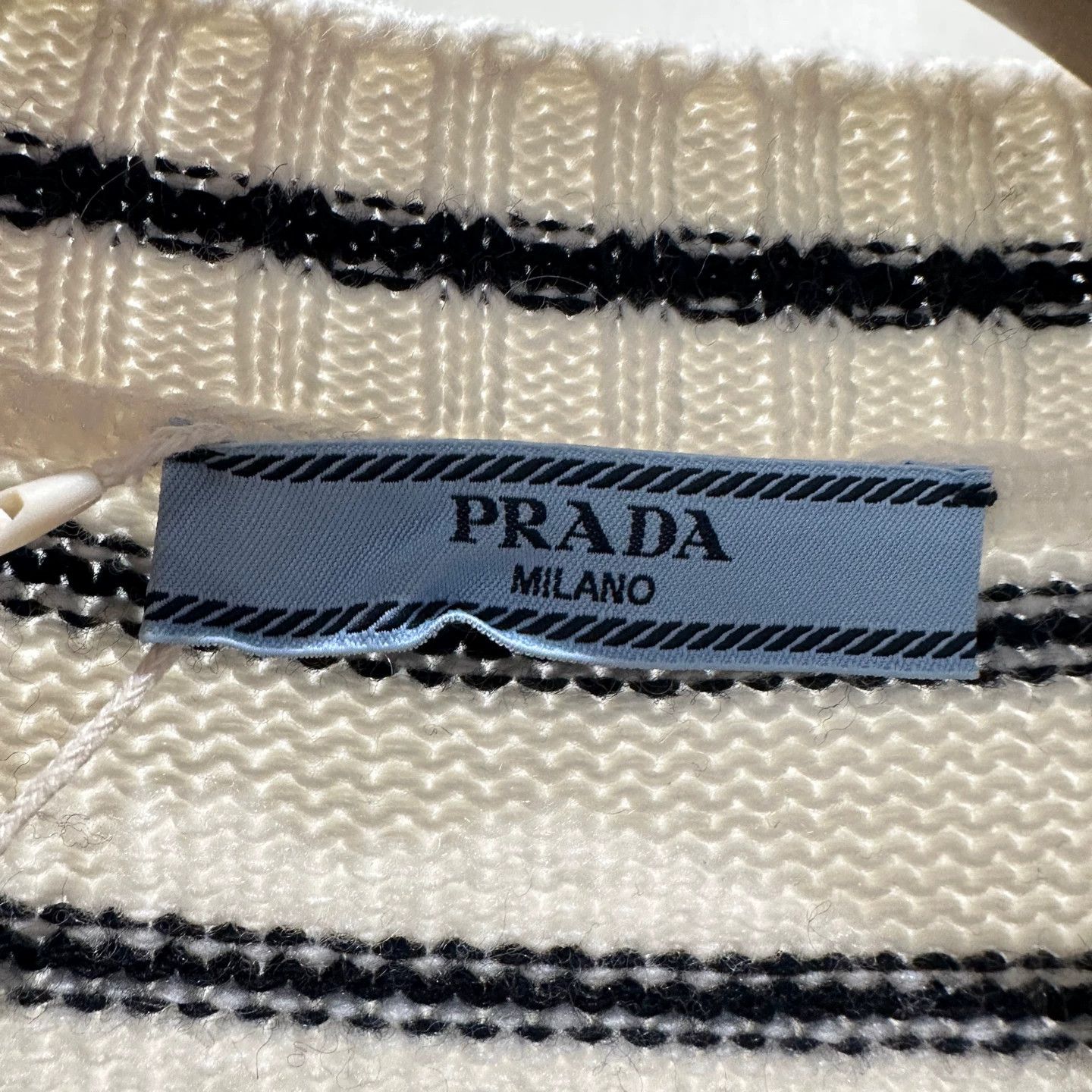 Prada Prada 24FW Striped Slogan Lettering Wool Sweater 40 Size S / US 4 / IT 40 - 3 Thumbnail