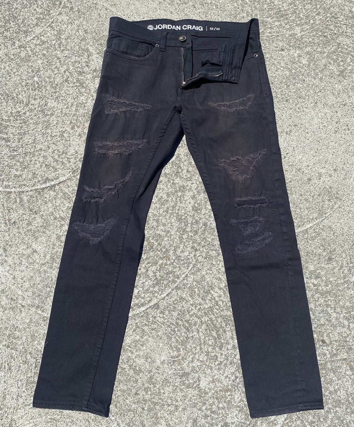 Jordan Craig Black Distressed Denim Size US 32 / EU 48 - 2 Thumbnail
