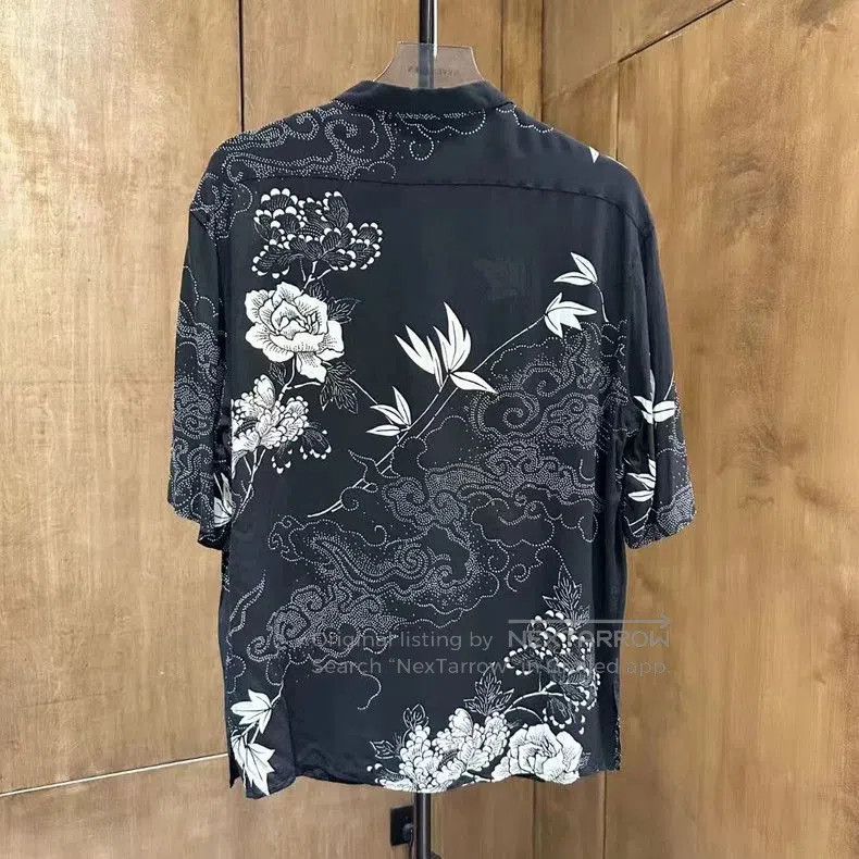 Saint Laurent Paris Saint Laurent Black Floral Silk Shirt. Size US XXS / EU 40 - 1 Thumbnail