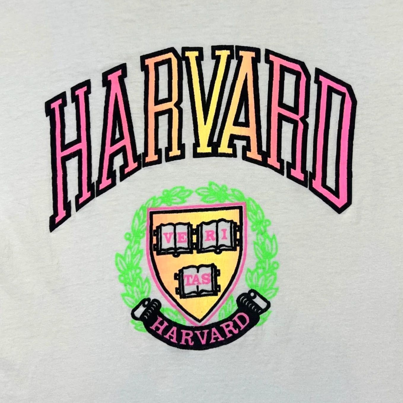 Vintage VINTAGE Harvard University Neon College Souvenir Graphic Single Stitch T-Shirt M Mens White 80s Size US M / EU 48-50 / 2 - 3 Thumbnail