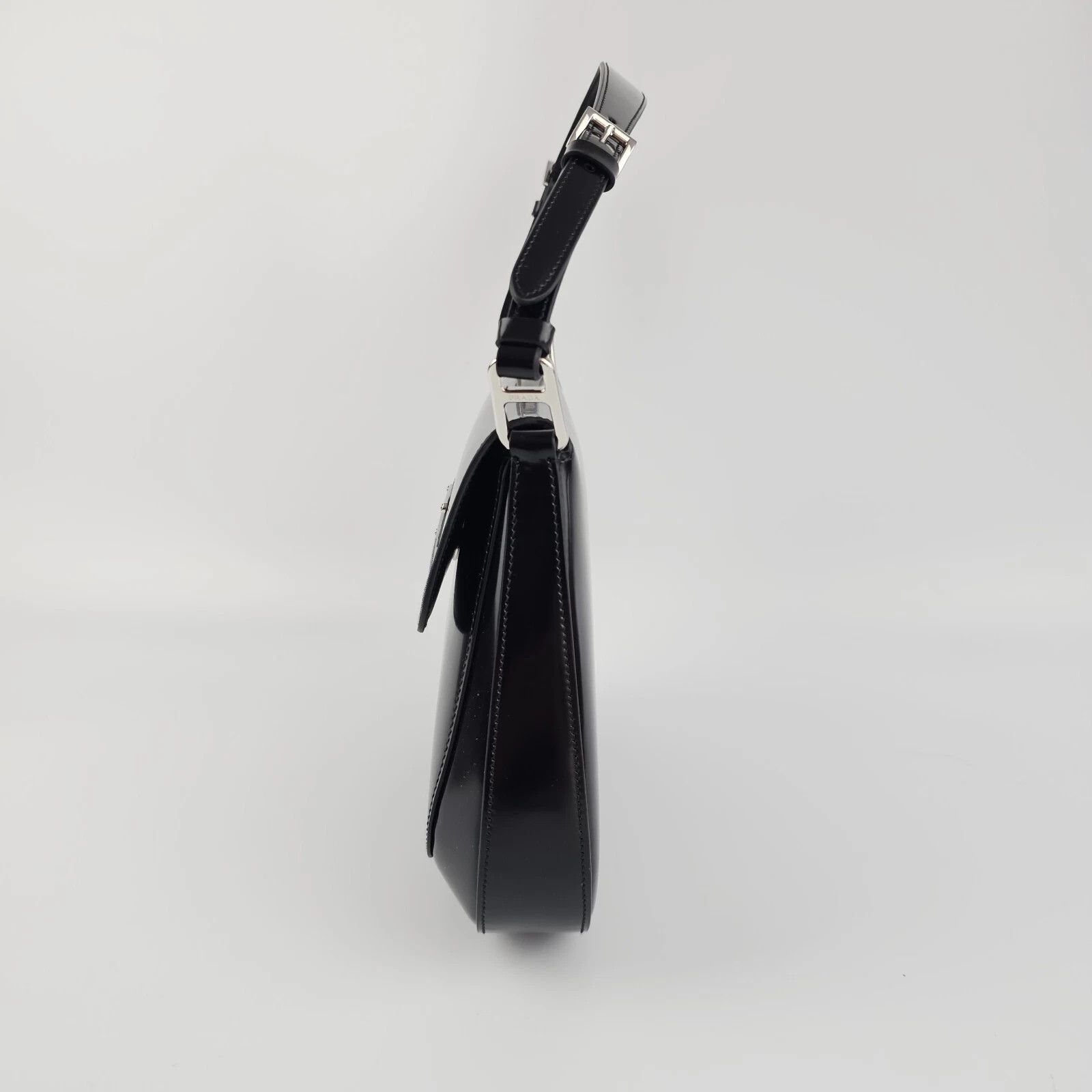 Prada PRADA Cleo Medium Black Brushed Leather Shoulder Bag Size ONE SIZE - 8 Thumbnail