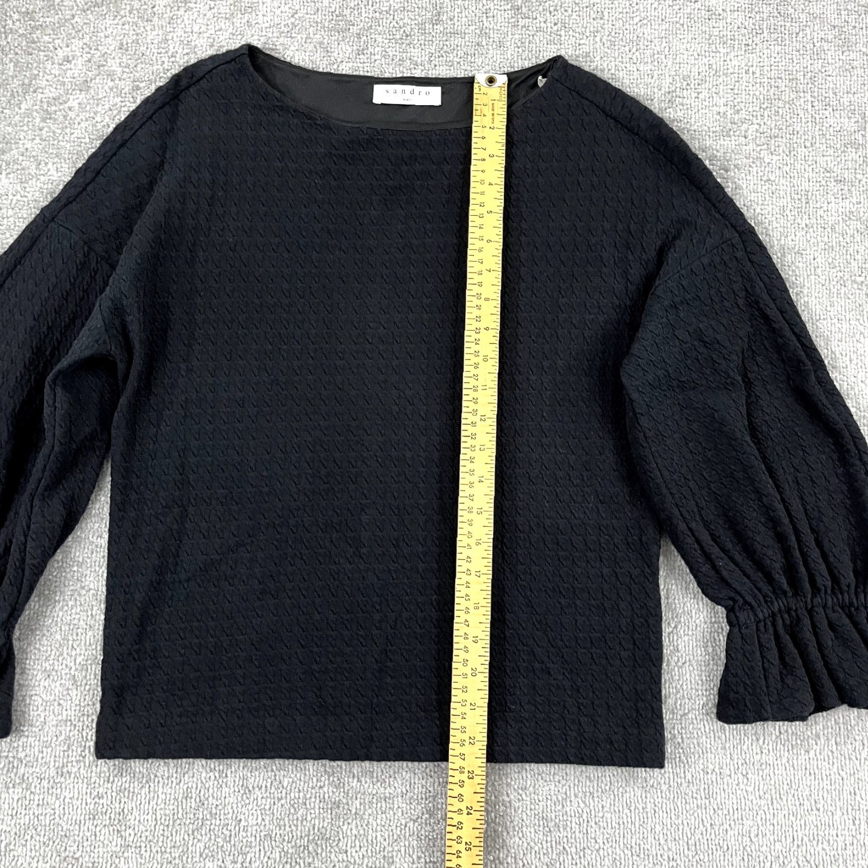 Sandro SANDRO PARIS Top Womens Size 1 Small Black Lolipop Balloon Sleeve Blouse E10639H Size XS / US 0-2 / IT 36-38 - 4 Thumbnail