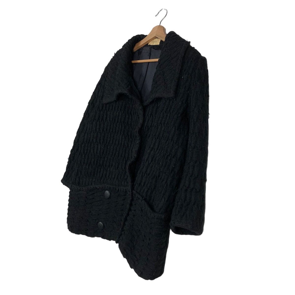 Issey Miyake 🔥Rich Black- Vintage Wool Jacket Button Elmorea Japan Made Size US L / EU 52-54 / 3 - 2 Thumbnail
