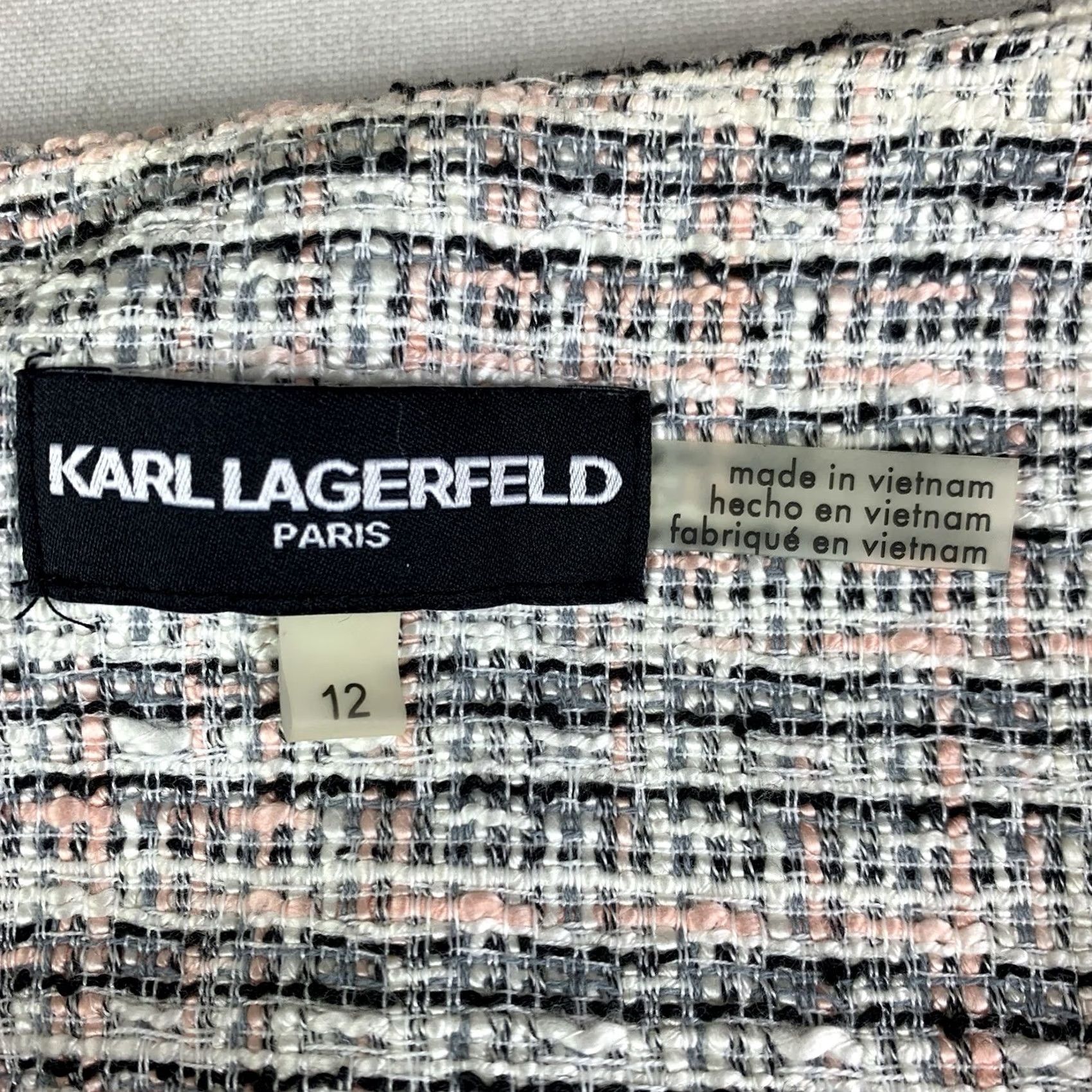 Karl Lagerfeld VINTAGE Karl Lagerfeld Paris Tweed Plaid Blazer Pink White Black Womens Size 12 full zip Size XL / US 12-14 / IT 48-50 - 2 Thumbnail