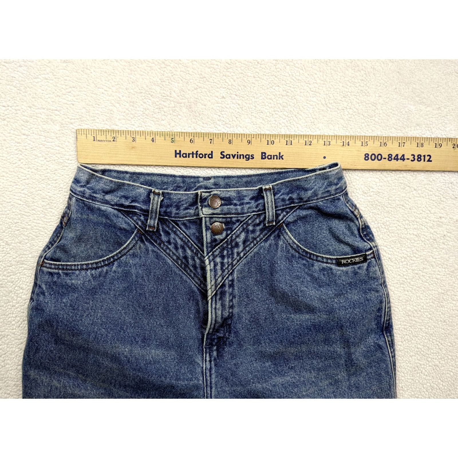 Vintage Vtg Rockies Women Jeans Tall 12T High Rise Tapered Mid Wash Blue Denim Mom Fit Womens Size 27" / US 4 / IT 40 - 4 Thumbnail