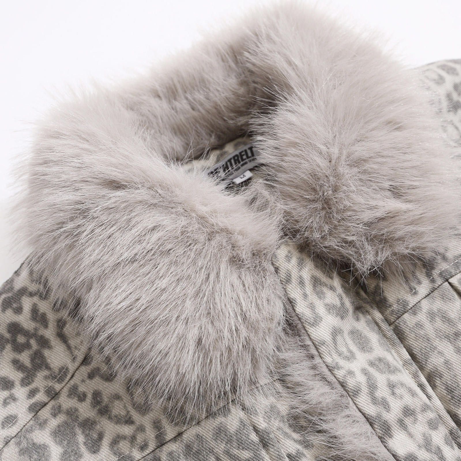 Other Gray Leopard Print Faux Fur Collar Bomber Jacket Size US M / EU 48-50 / 2 - 4 Thumbnail