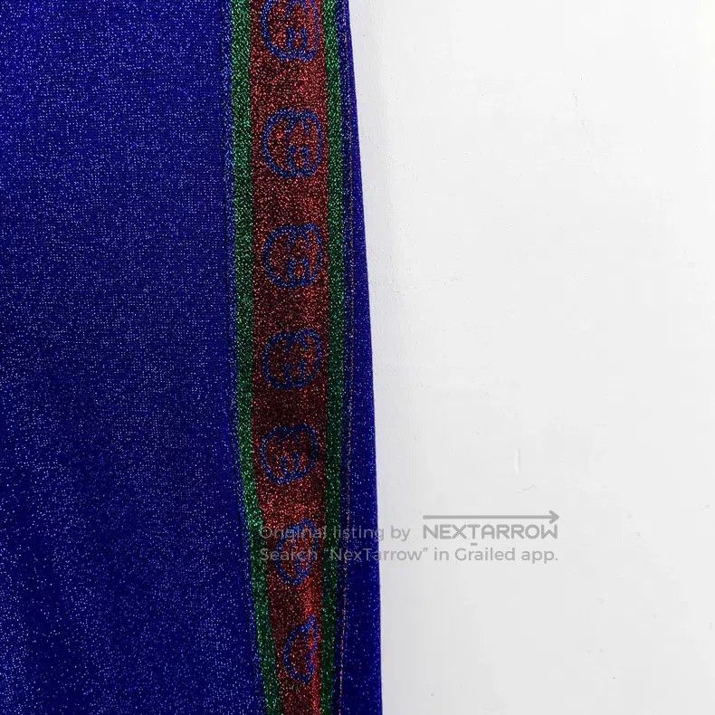 Gucci Gucci Size S Dark blue side stripe fine glitter cotton leg Size US 29 - 4 Thumbnail
