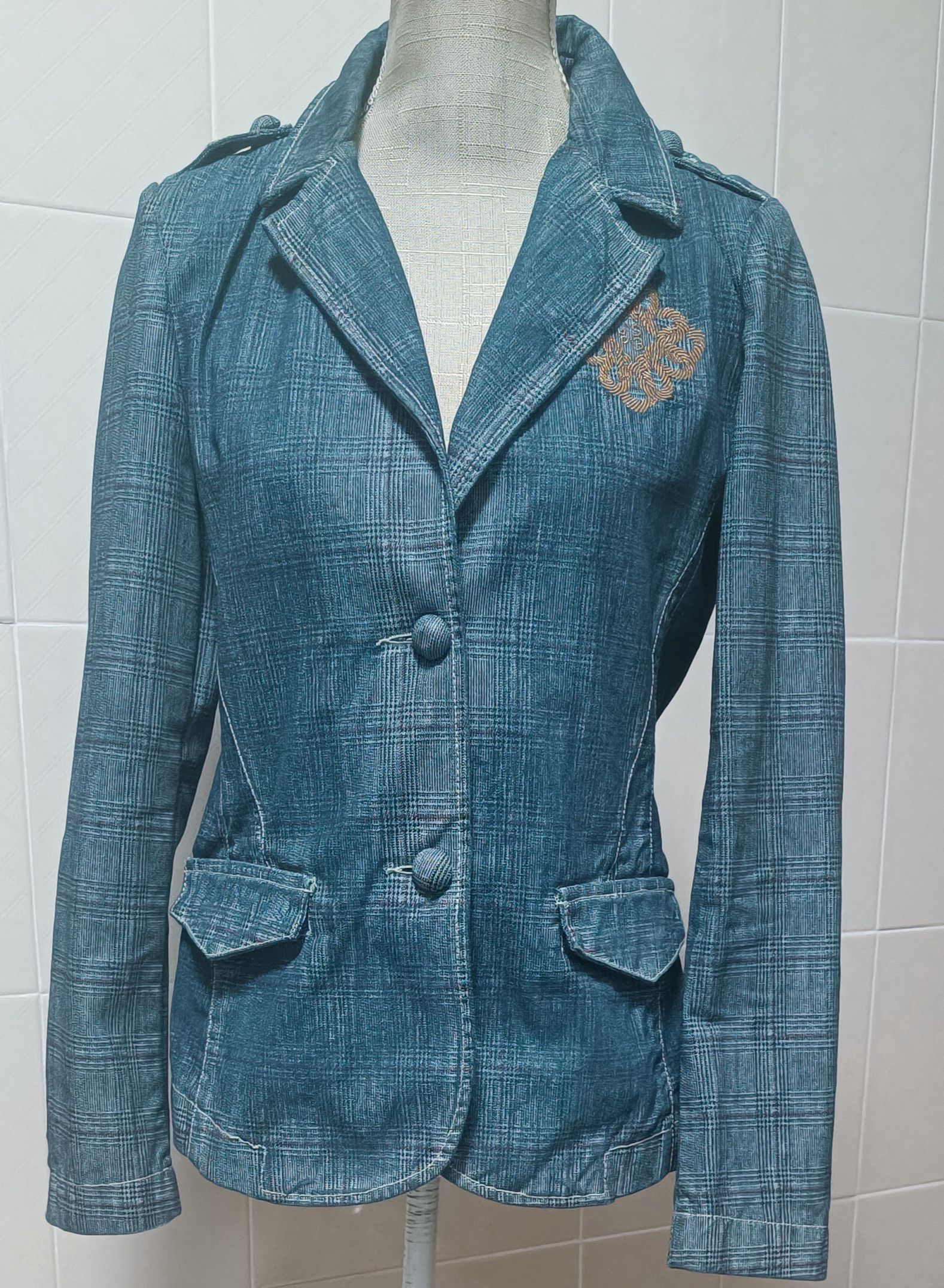 Jean Paul Gaultier Blue denim jacket with tartan print Size L / US 10 / IT 46 - 1 Thumbnail