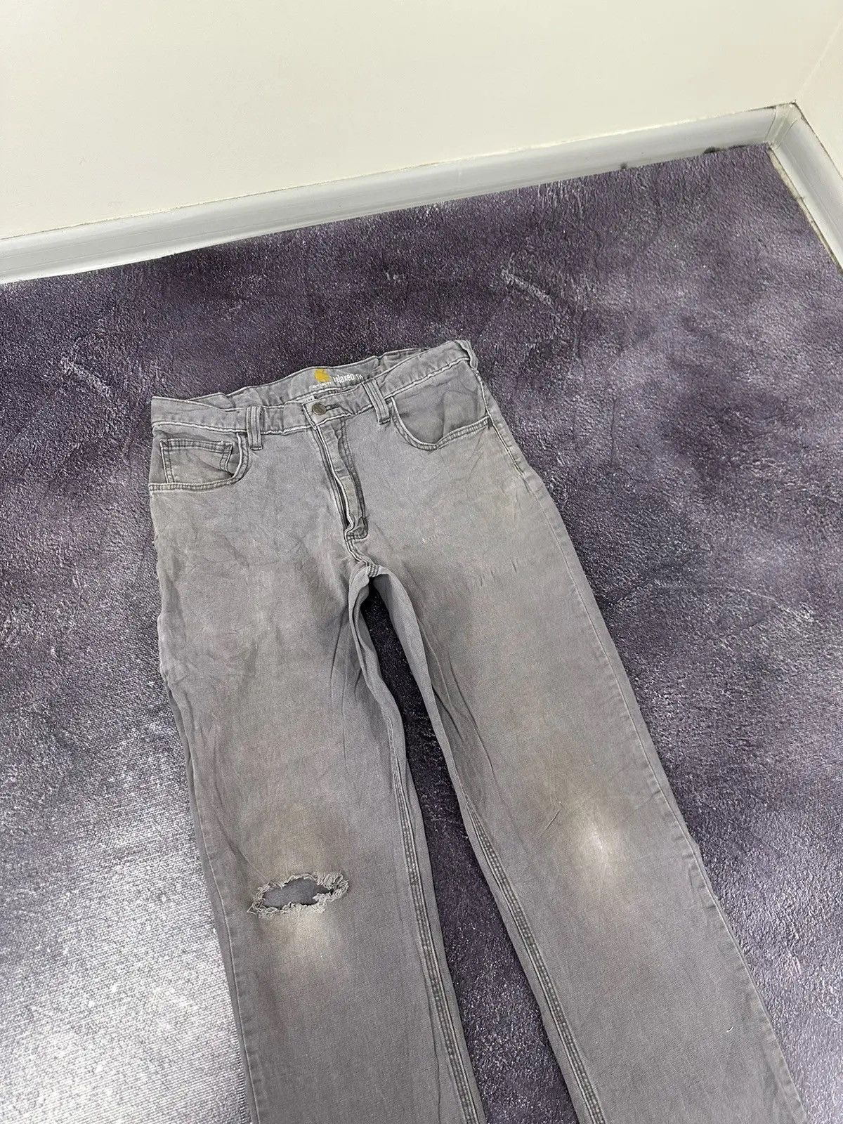Carhartt × Vintage Vintage Carhartt USA Gray Denim Work Hype Pants Jeans Size US 33 - 9 Thumbnail