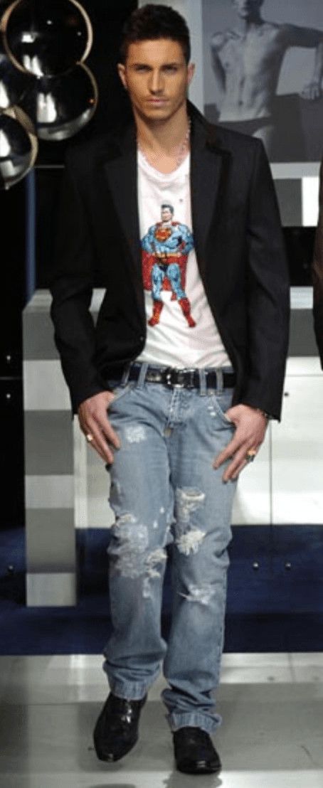 Dolce & Gabbana AW2005 Dolce & Gabbana Grey Denim Batman Graphic Distressed Jeans Size US 32 / EU 48 - 2 Thumbnail