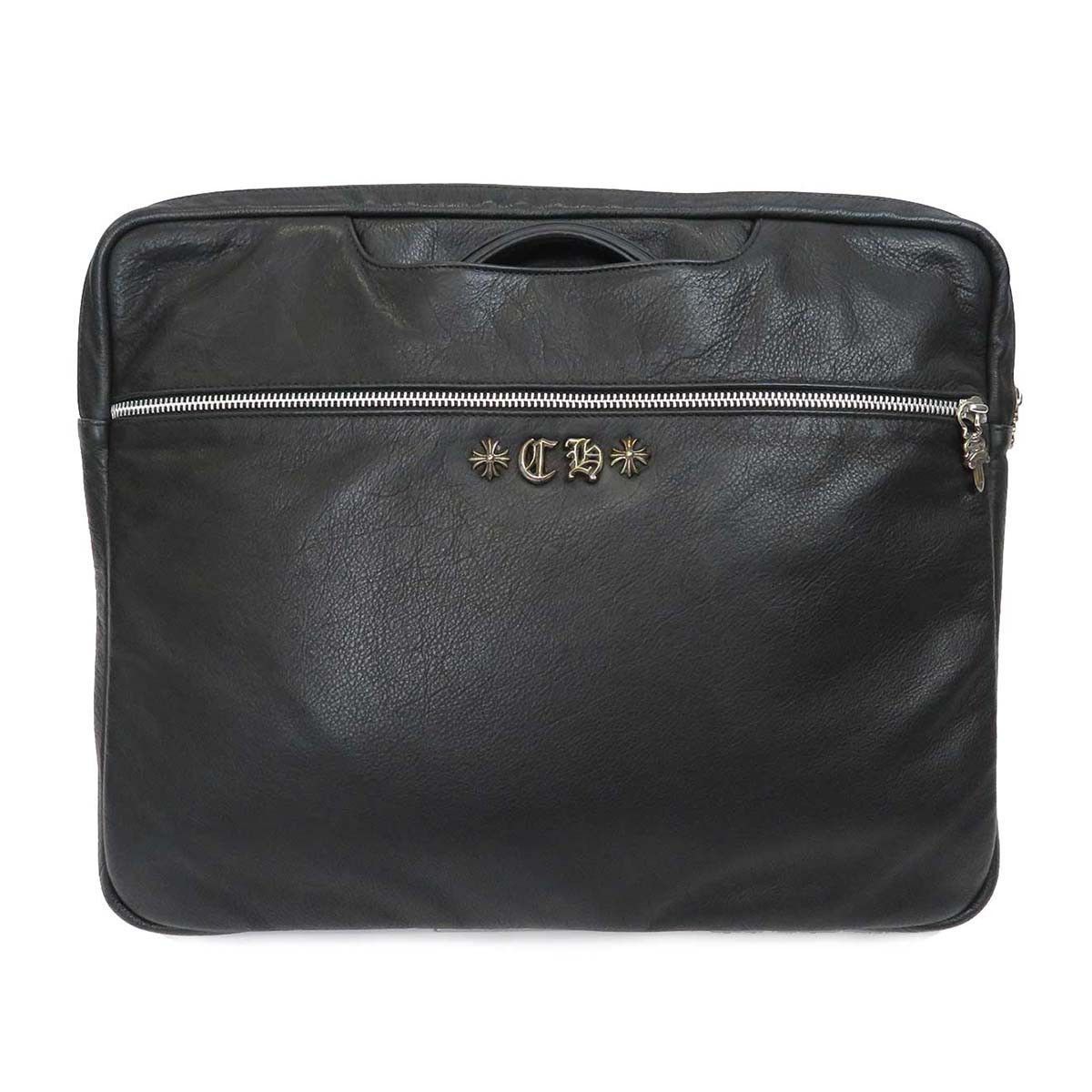 image of Chrome Hearts Leather Briefcase in Black, Men's