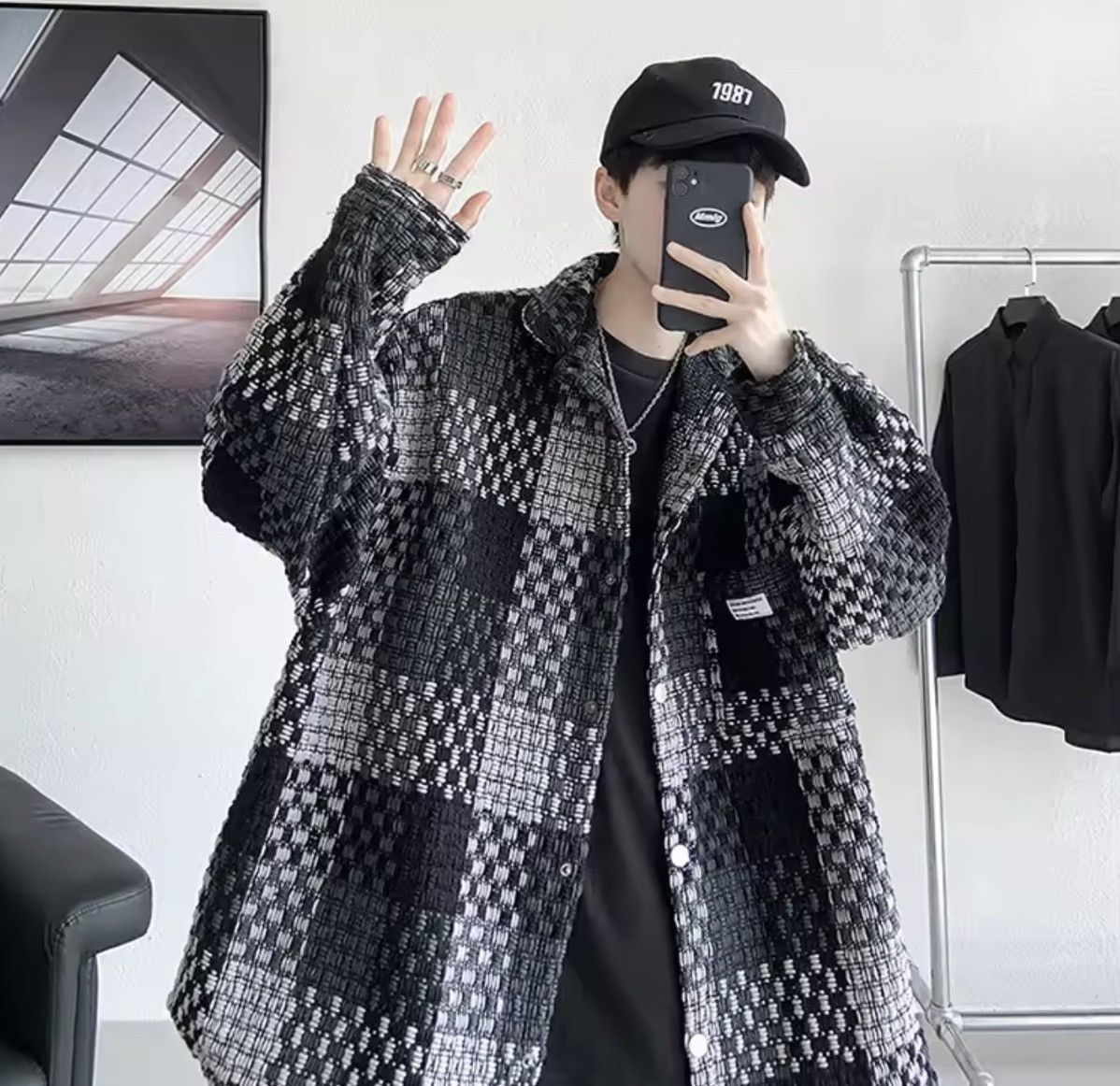 Japanese Brand Casual Plaid Knit Shirt Size US L / EU 52-54 / 3 - 7 Thumbnail