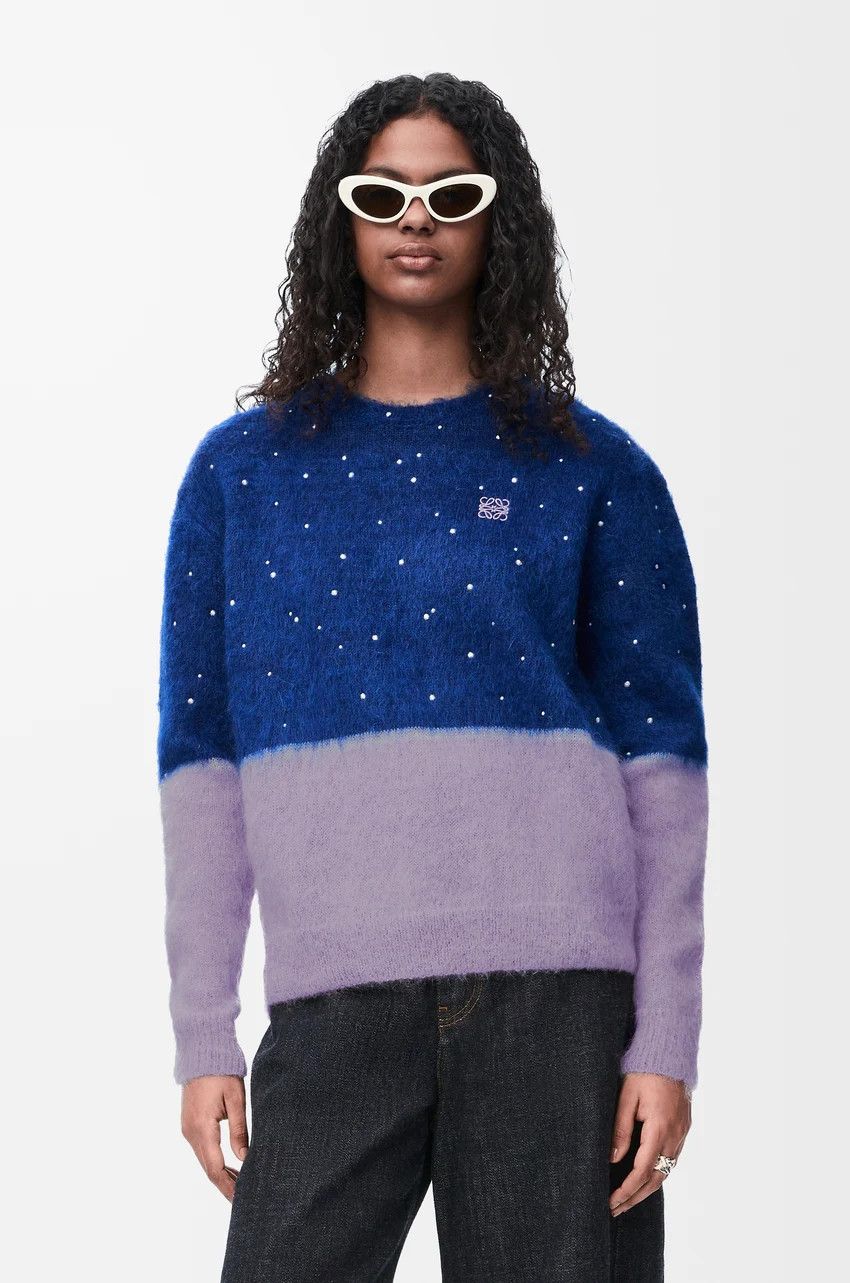 Loewe o1loc1c0525 Sweater In Mohair Blend in Navy Blue/Lilac Size XS / US 0-2 / IT 36-38 - 3 Thumbnail