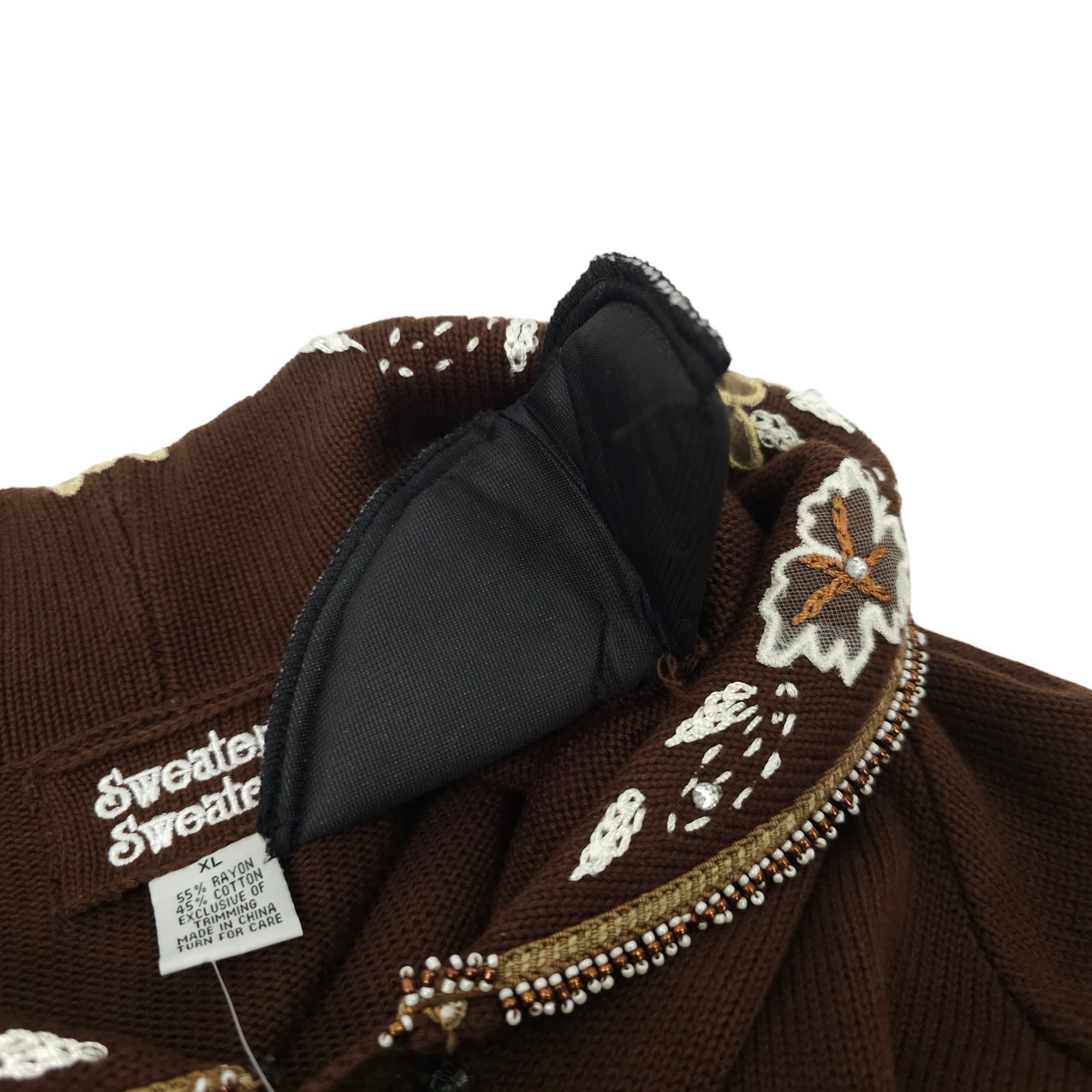 Other Sweater Sweater Embroidered Beaded Cowl Neck Cardigan Womens Size XL / US 12-14 / IT 48-50 - 8 Thumbnail