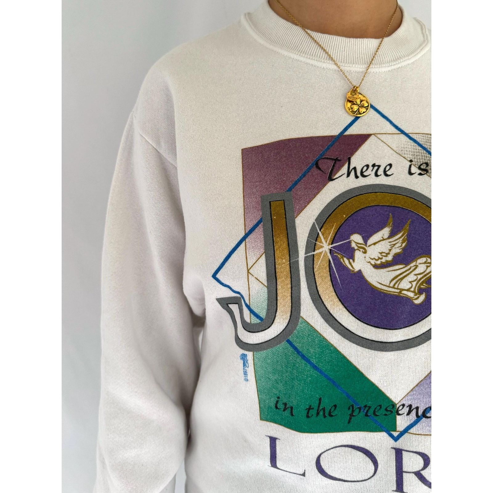 Jerzees 90s vintage white joy of the lord holiday pullover sweater Size S / US 4 / IT 40 - 6 Thumbnail