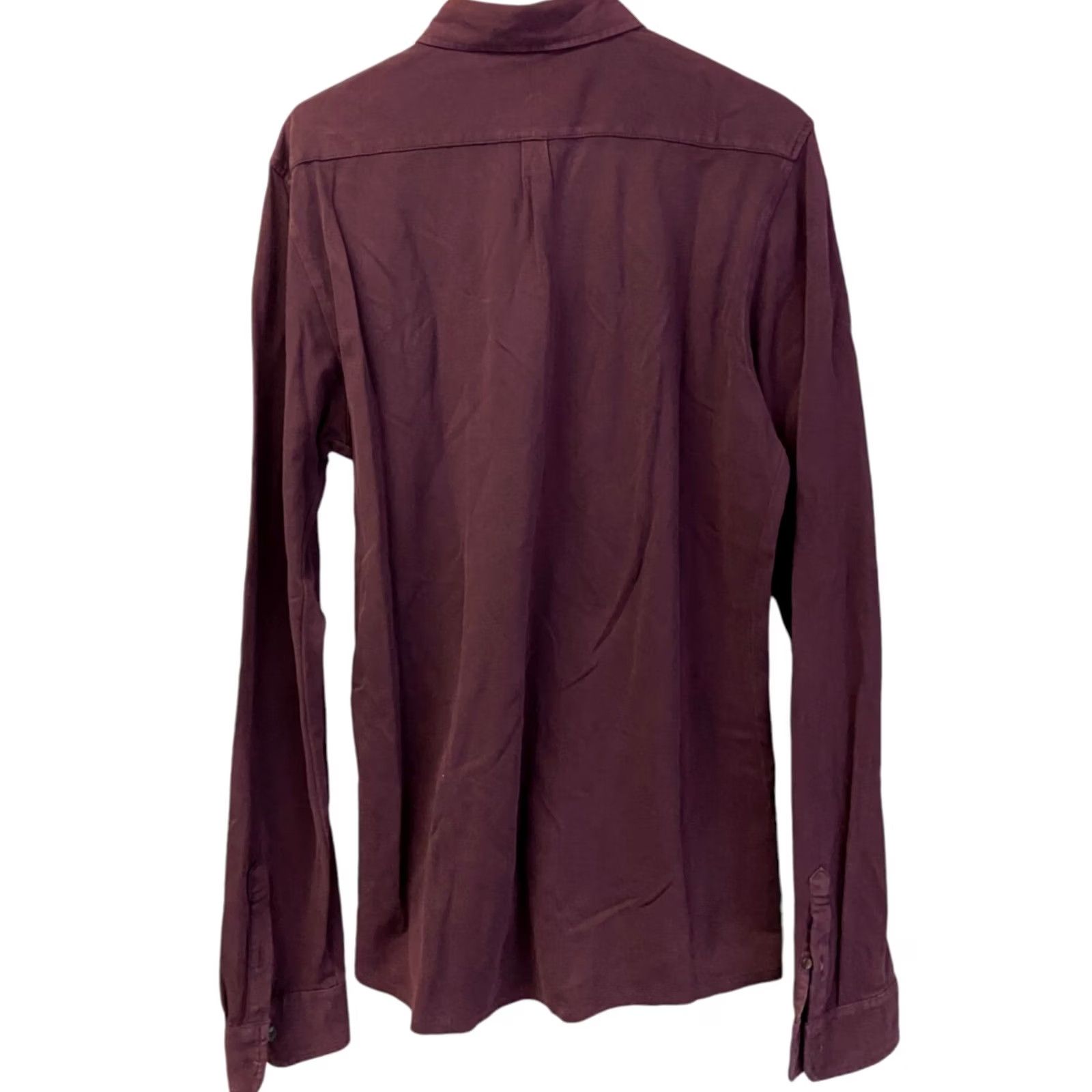 Scotch & Soda Scotch & Soda Mens Button-Up Shirt Maroon Long Sleeve Regular Fit Size M Cotton Solid Casual Shirt Mens Size 40R - 3 Thumbnail