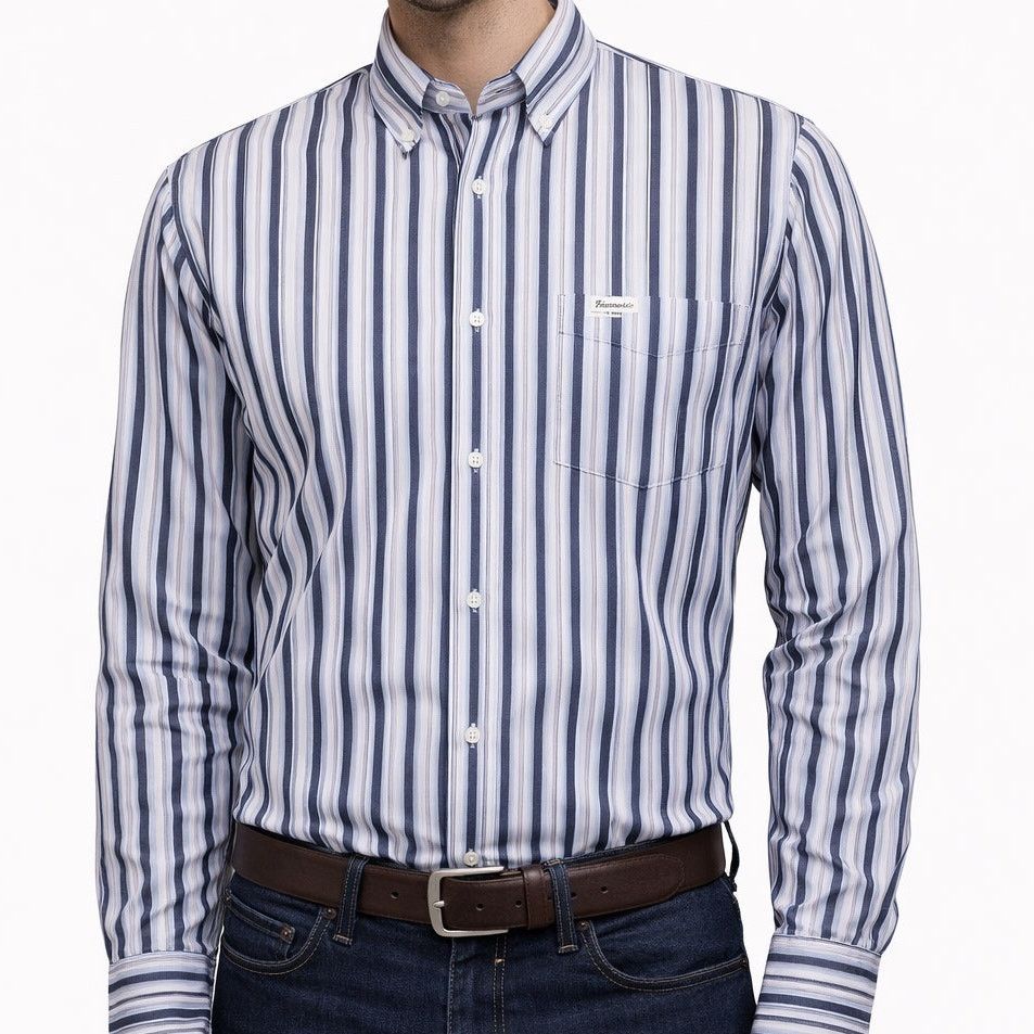 Faconnable Faconnable Shirt Classic Fit Striped Long Sleeve Button Down Size US L / EU 52-54 / 3 - 1 Thumbnail