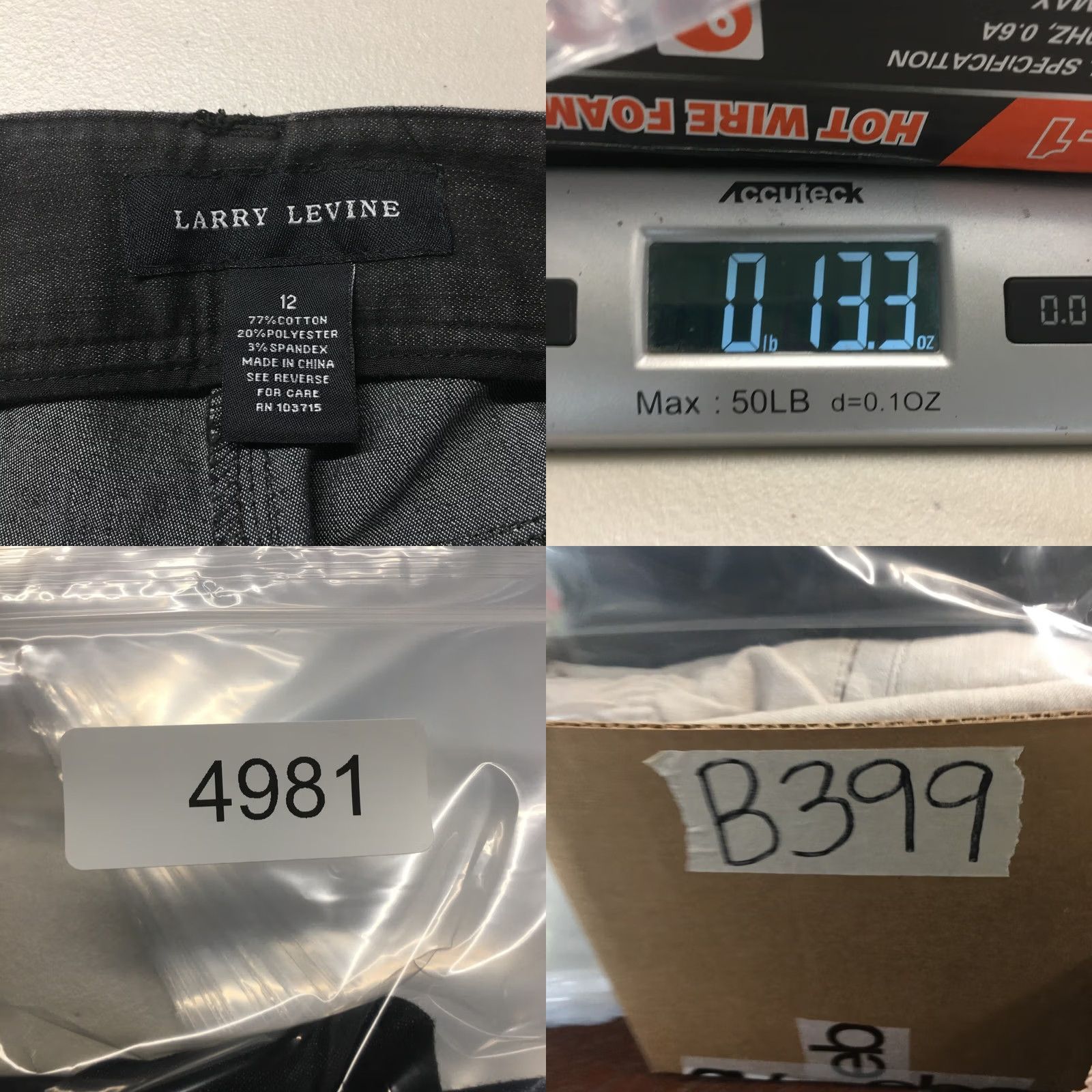 Vintage Larry Levine Jeans Womens 12 Black Mid Rise Straight Leg Zip Fly Flat Front Size 34" / US 12 / IT 48 - 9 Thumbnail