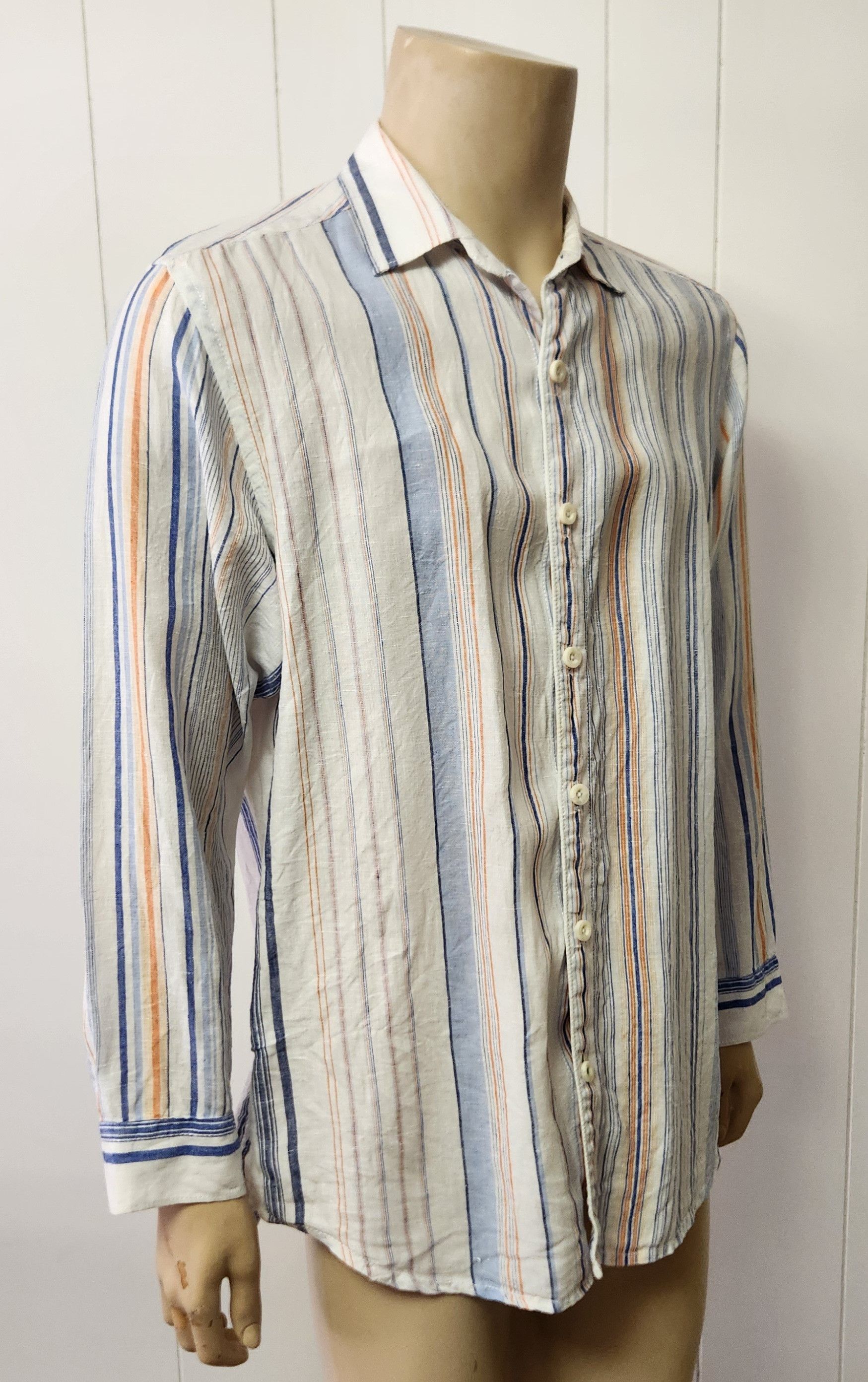 Tommy Bahama Tommy Bahama shirt M 100% linen white blue orange stripe Size US M / EU 48-50 / 2 - 3 Thumbnail