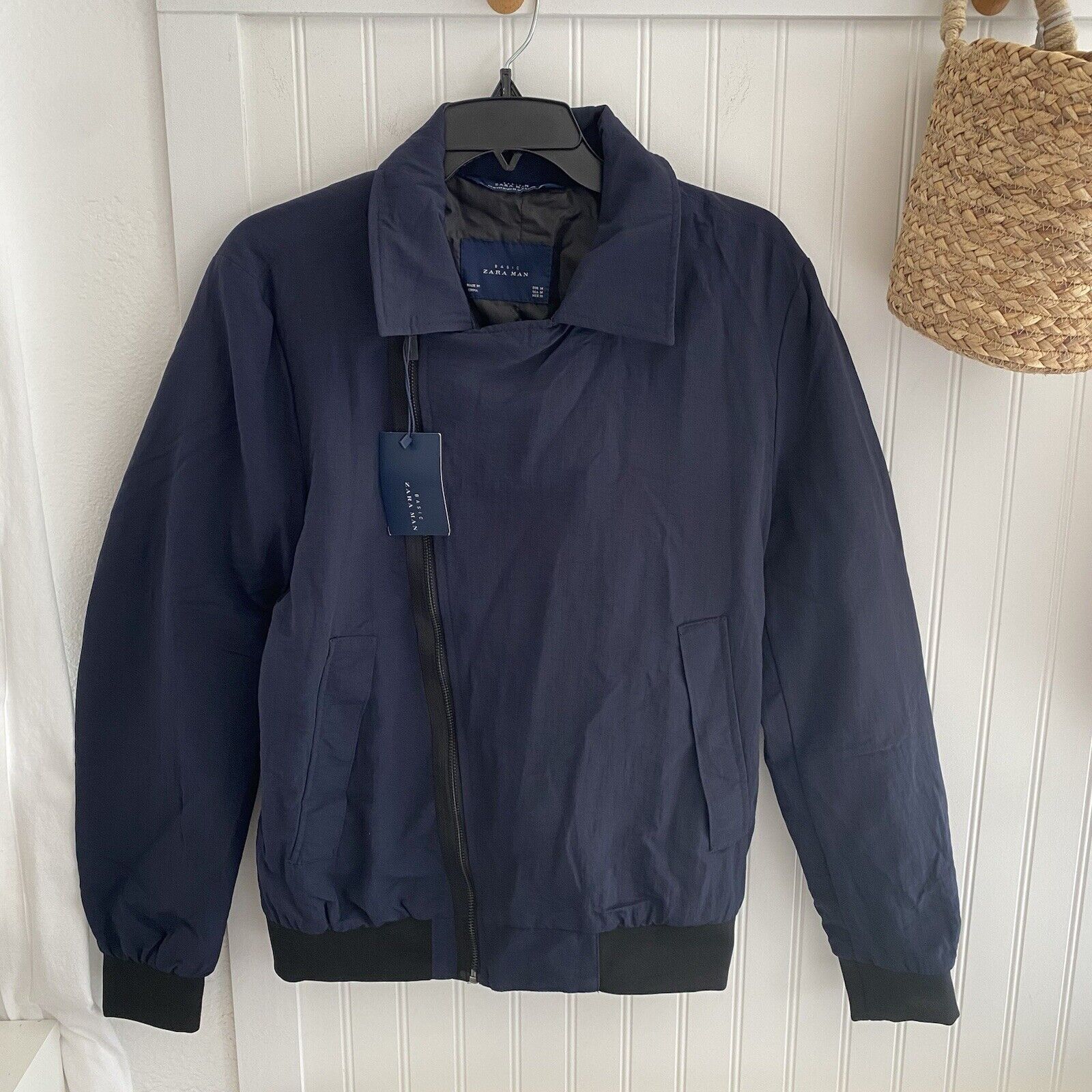 Zara Zara Mens Basic Navy Blue Windbreaker Bomber Jacket Zipper Size US M / EU 48-50 / 2 - 1 Thumbnail