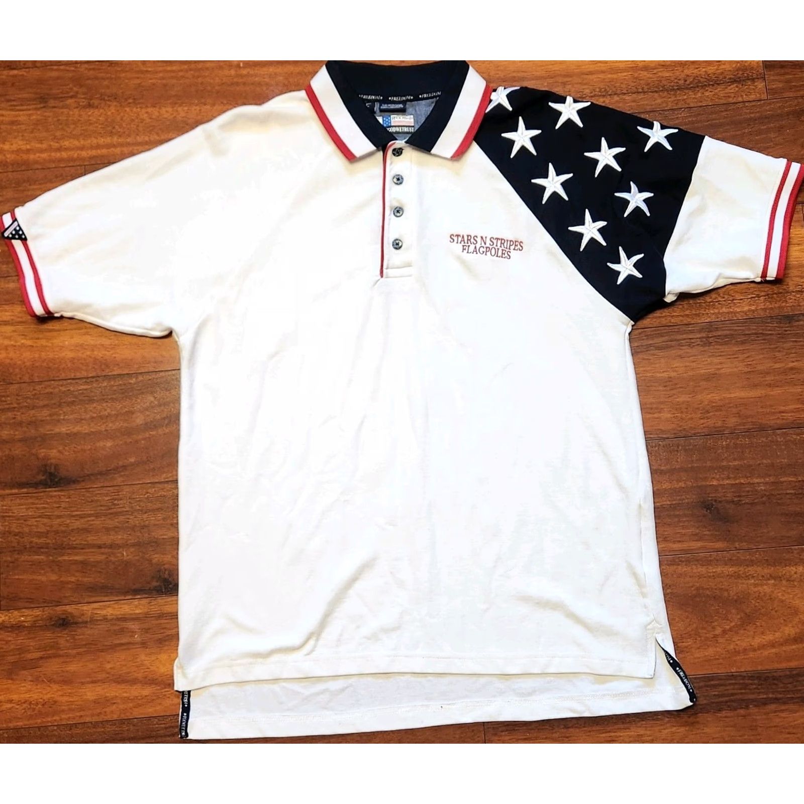 Vintage Rock Point Freedom Polo Shirt Men's L Solid with Stars Red White Blue Patriotic Retro Shirt Polo Mens L Rock Point Size US L / EU 52-54 / 3 - 7 Thumbnail