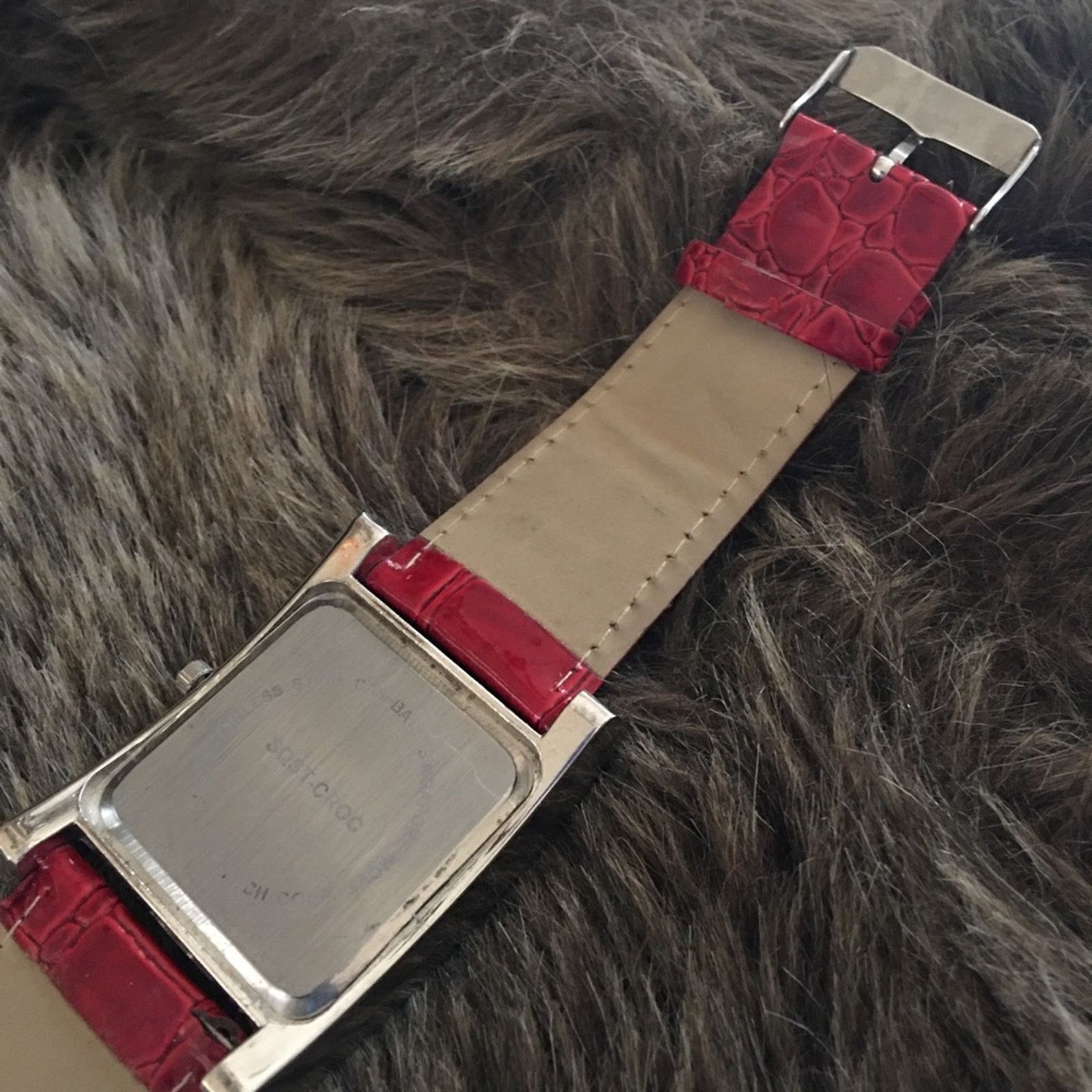 Avenue Ladies Avenue red croc embossed rhinestone watch Size ONE SIZE - 8 Thumbnail