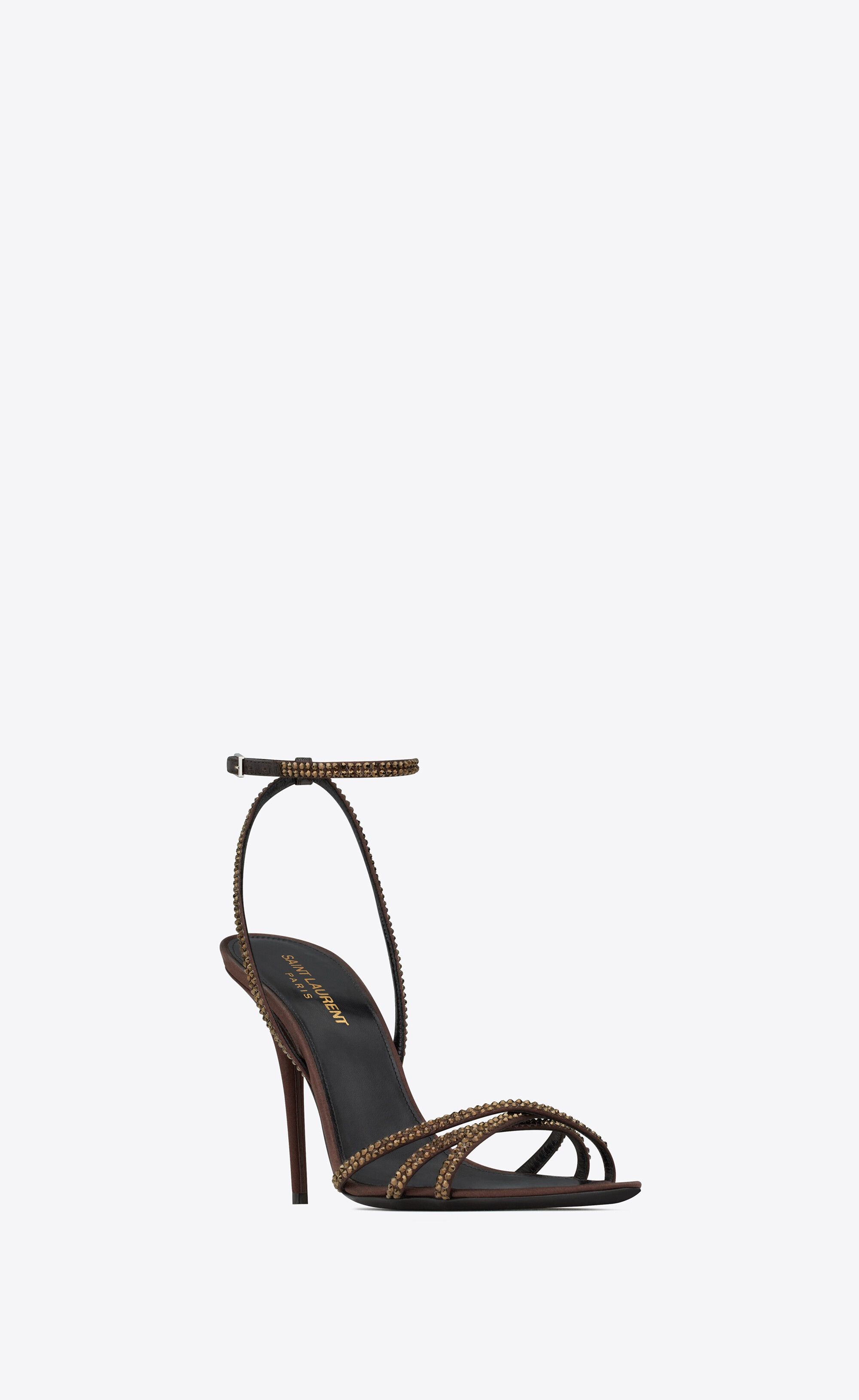 Saint Laurent Paris o1s1wg110225 731571 Ava Sandals Crepe Satin Rhinestones Size US 10.5 / IT 40.5 - 4 Thumbnail