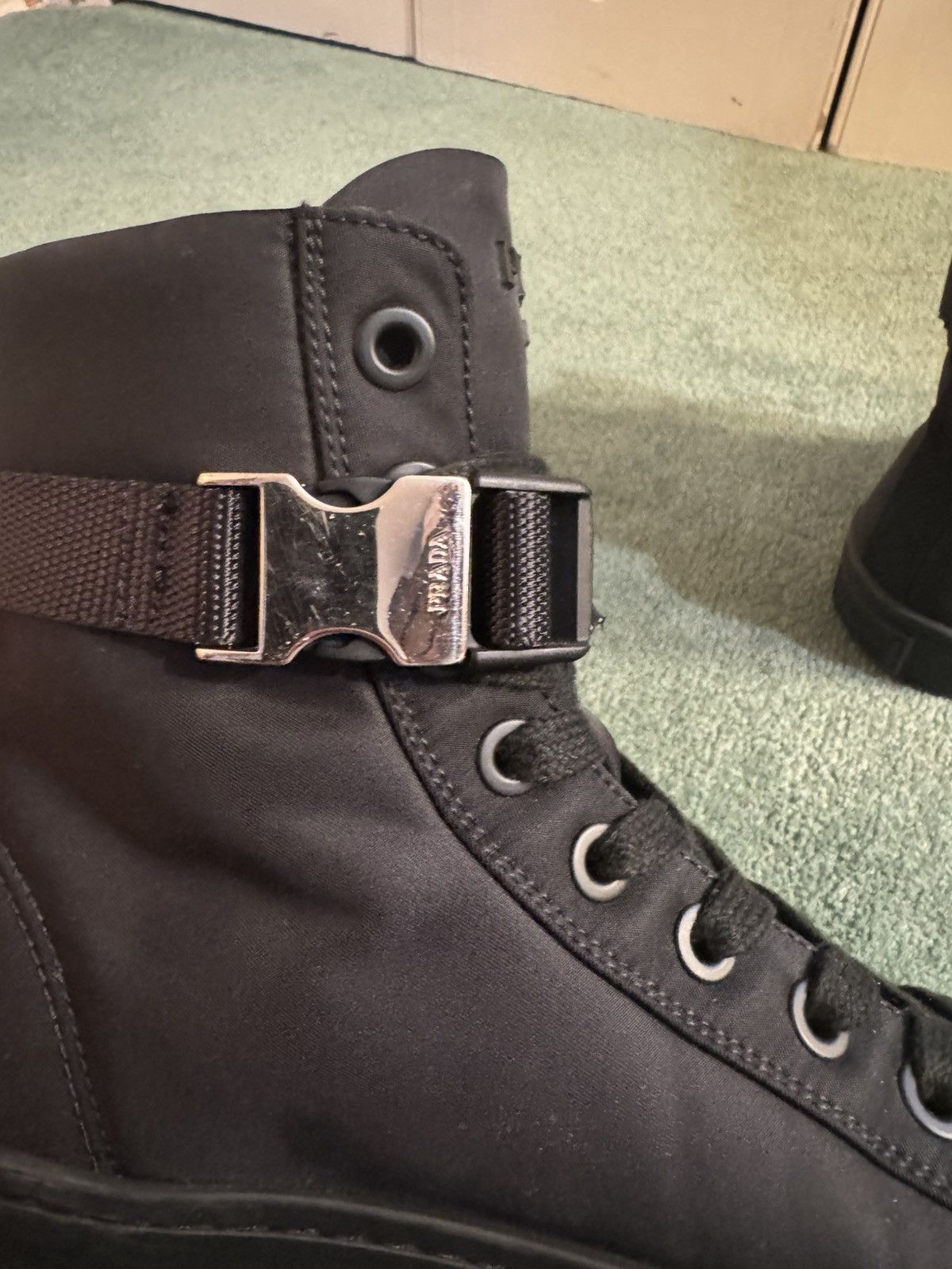 Prada Hi-Top Sneakers w/ Triangle Pouch Size US 7.5 / EU 40-41 - 12 Thumbnail