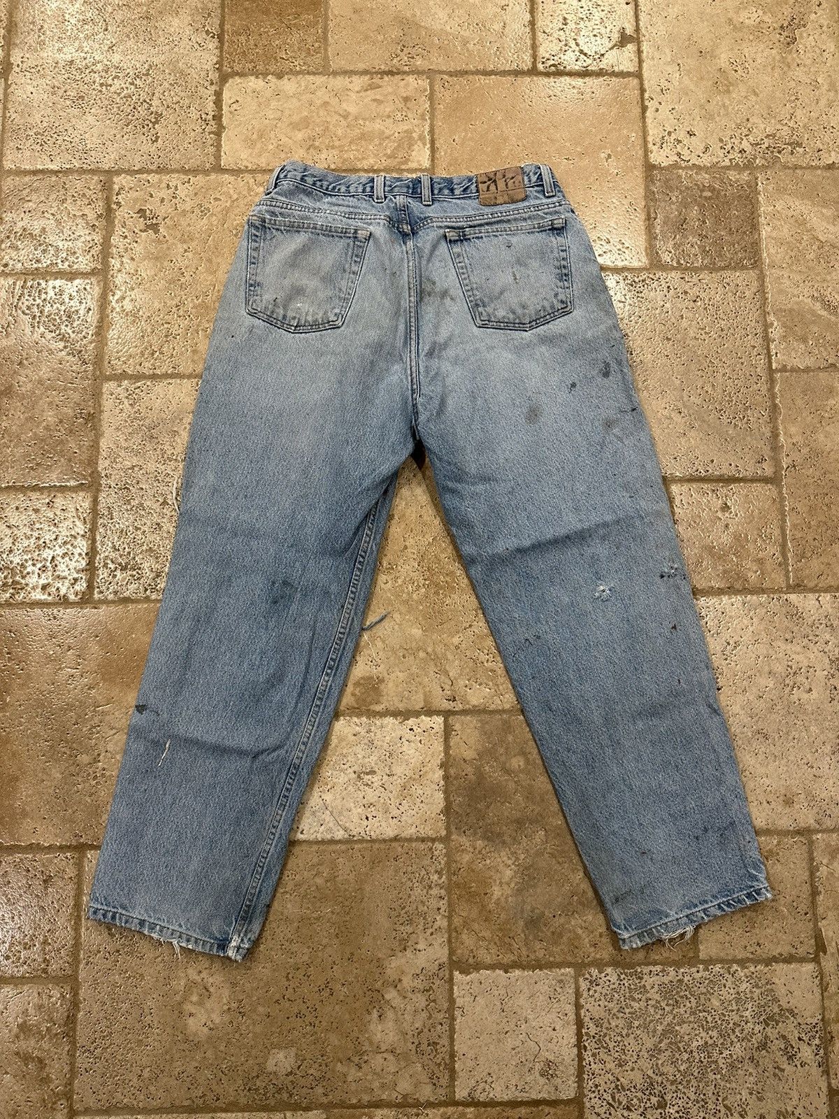 Vintage Vintage Distressed Blowout Thrashed Painter Blue Denim Jeans Size US 36 / EU 52 - 2 Thumbnail