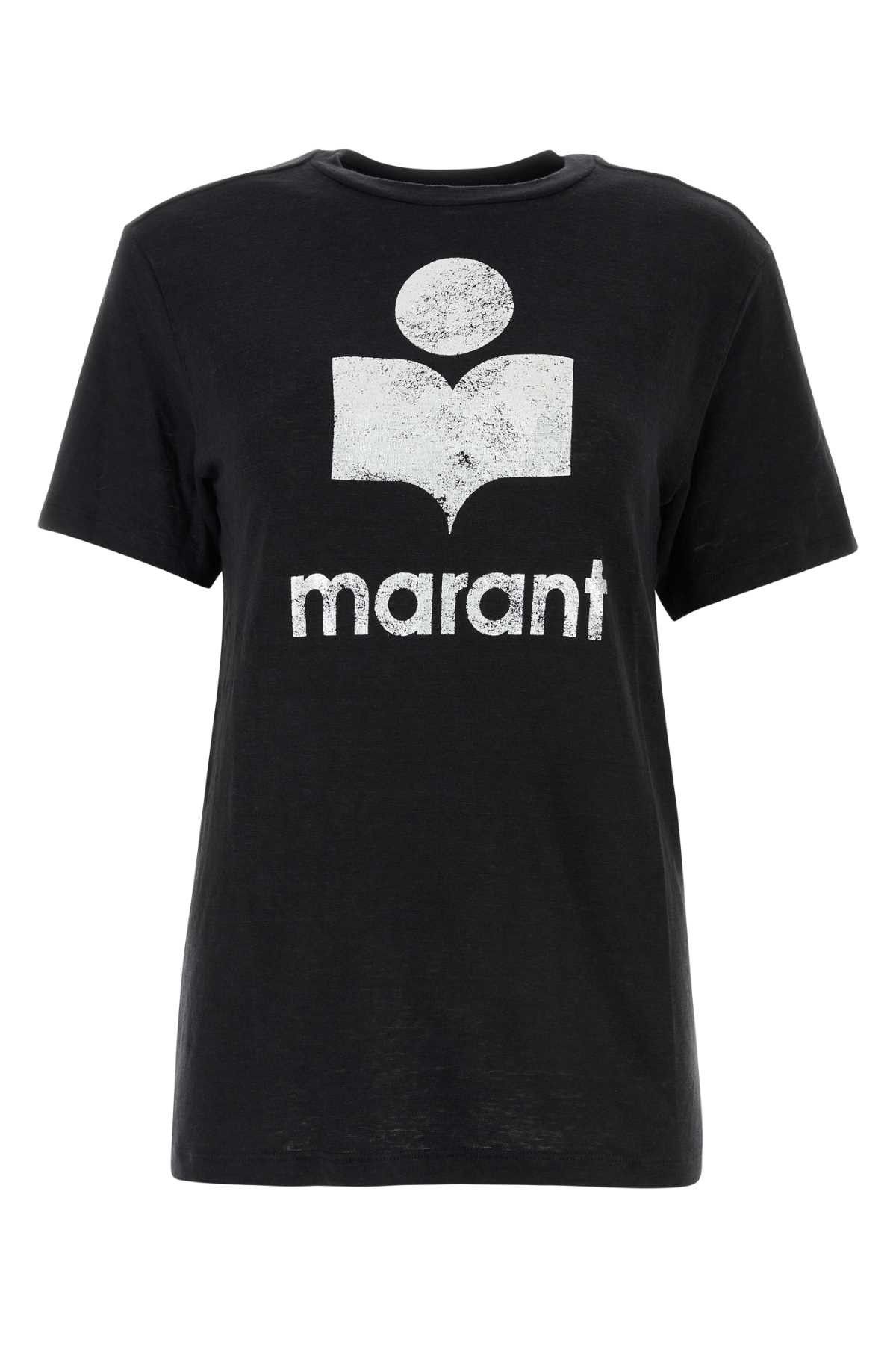 Isabel Marant Etoile Black Linen Zewel T-Shirt Size L / US 10 / IT 46 - 1 Thumbnail