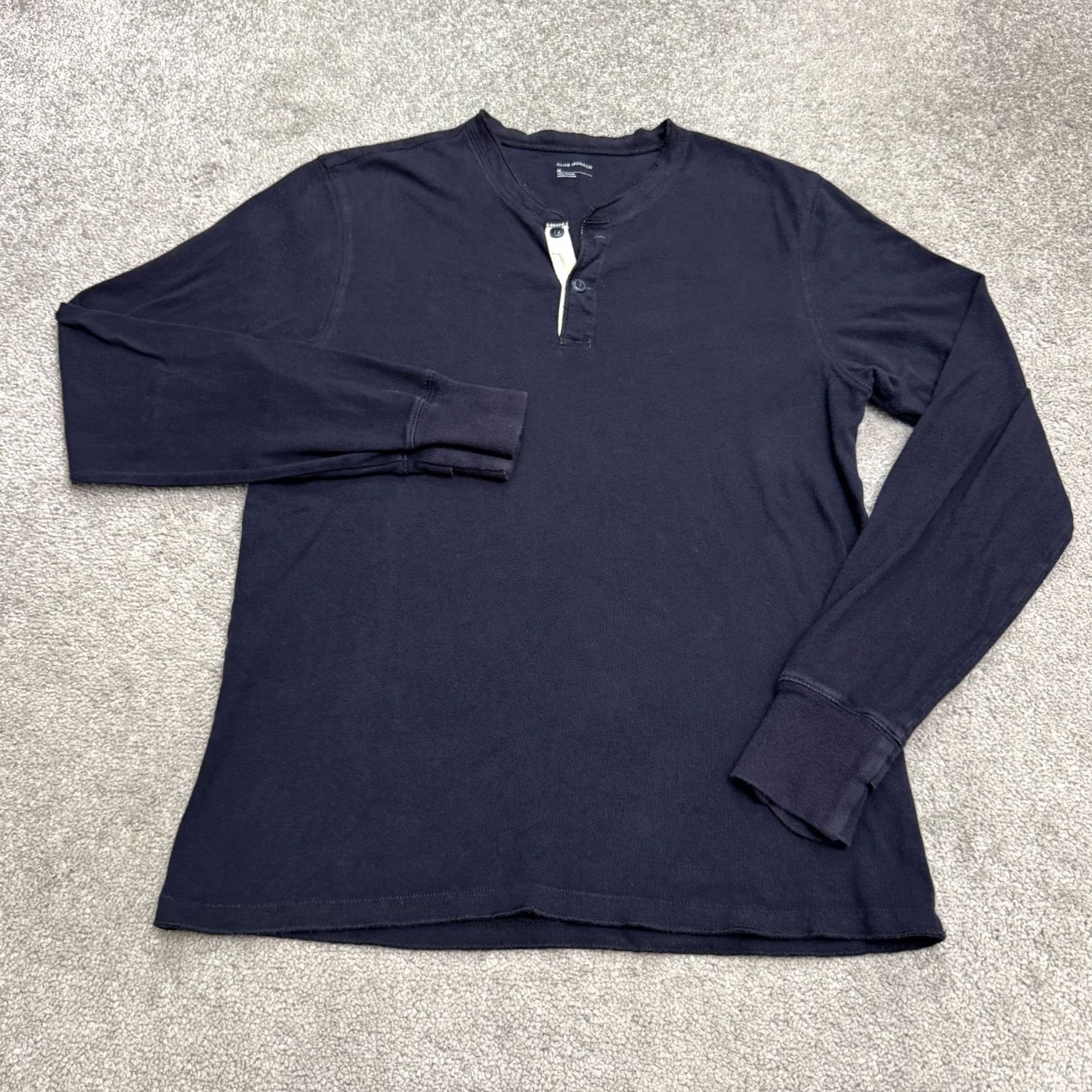 Club Monaco Club Monaco Henley Long Sleeve T-Shirt Mens M Navy Blue 100% Cotton Tee Size US M / EU 48-50 / 2 - 2 Thumbnail