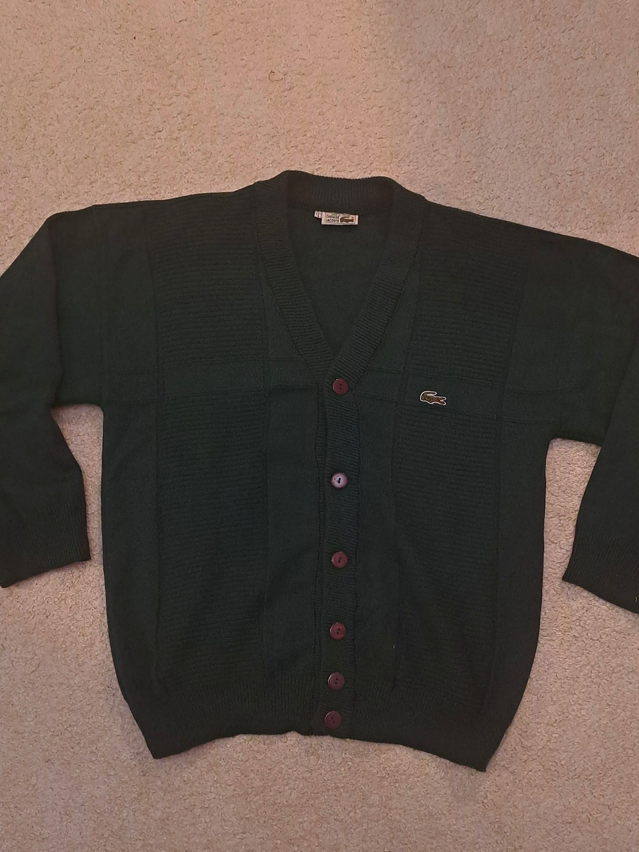 Lacoste Lacoste Dark Green Button Up Knit Sweater Size US L / EU 52-54 / 3 - 5 Thumbnail
