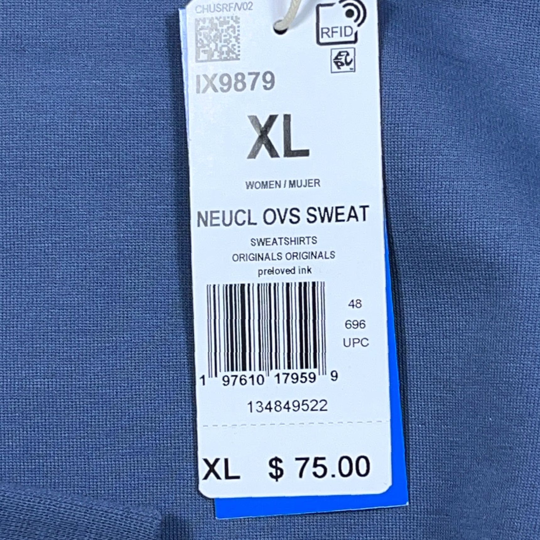 Adidas Adidas Sweatshirt Women XL Blue White Pullover Mock Neck Logo Size XL / US 12-14 / IT 48-50 - 4 Thumbnail