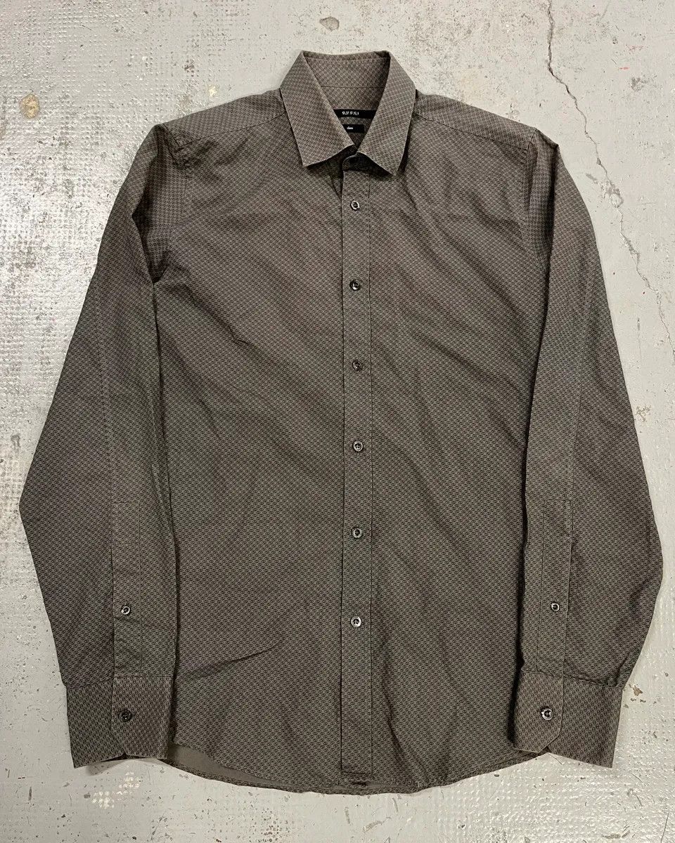 Gucci SS2010 Gucci Grey Monogram Slim Shirt by Frida Giannini Size US M / EU 48-50 / 2 - 1 Thumbnail
