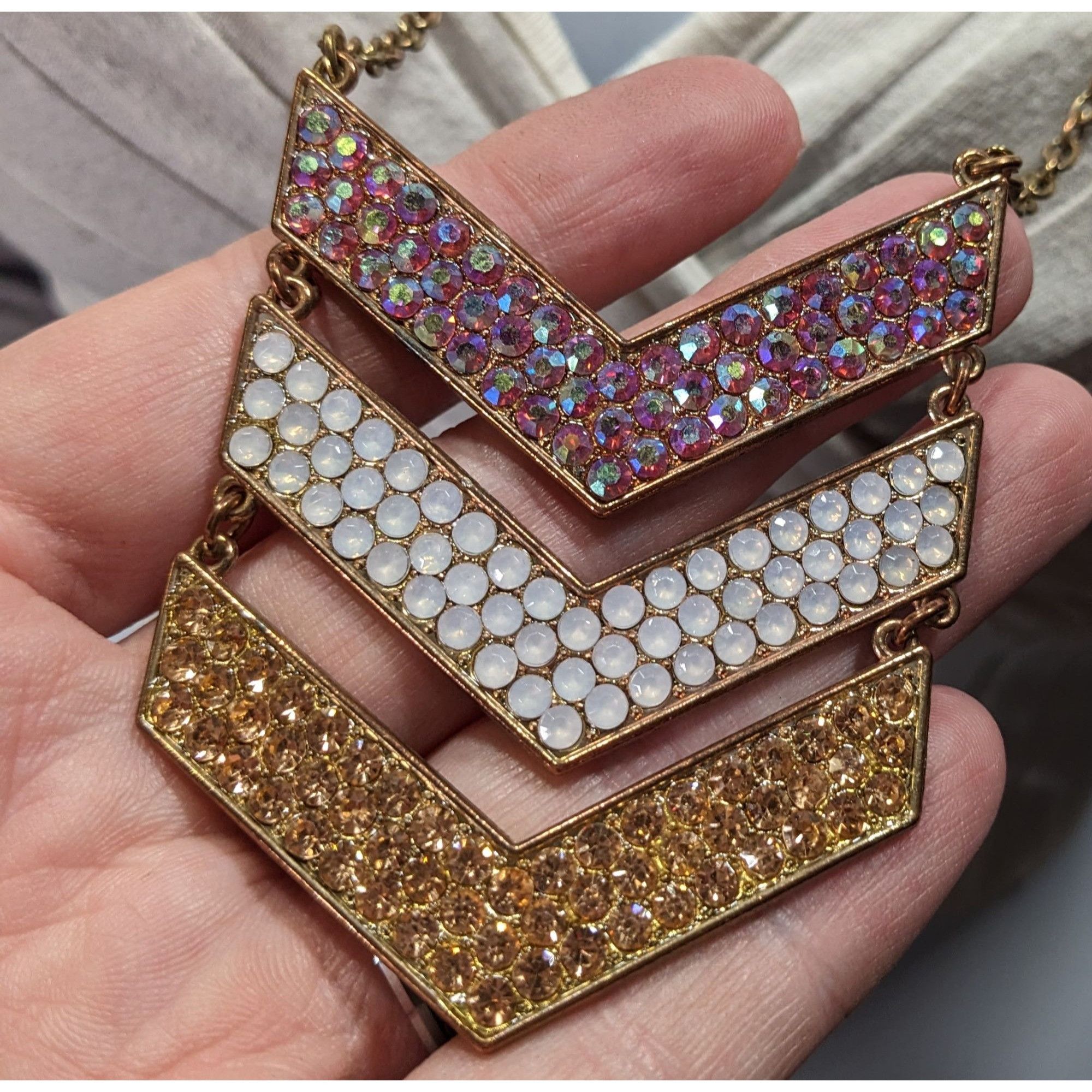 Other Whimsical Glam Multi Chevron Rhinestone Pendant Necklace Size ONE SIZE - 5 Thumbnail