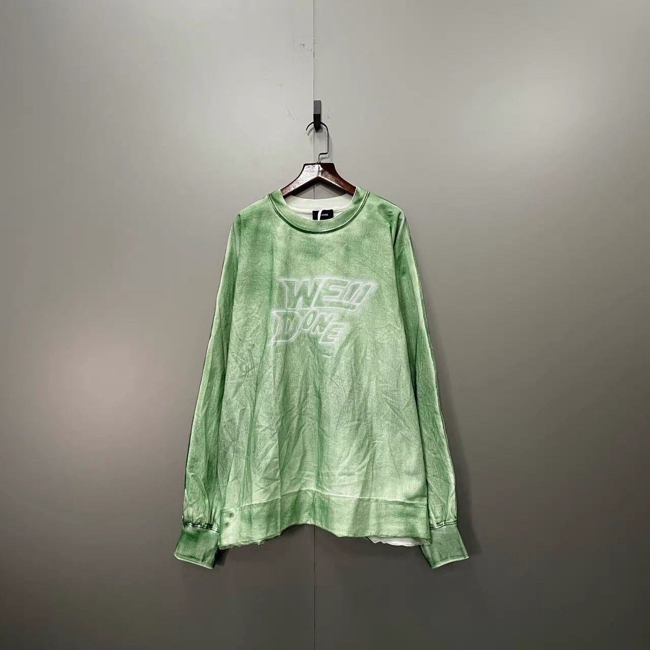 WE11DONE WE11DONE Green Tie-dye Washed Long Sleeve K28 Size US XL / EU 56 / 4 - 1 Thumbnail
